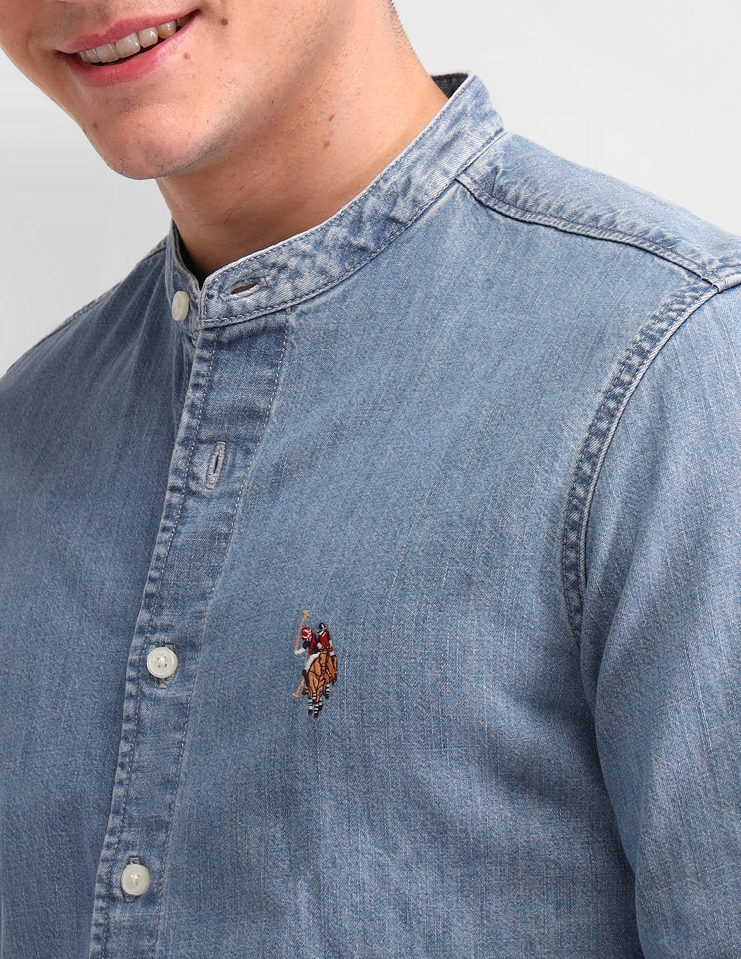 Solid Regular Fit Shirt Indigo - U.S. POLO ASSN. | Large