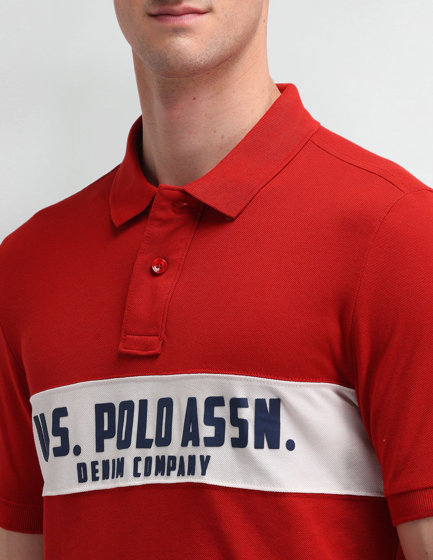 Brand Printed Pattern Muscle Fit Polo Shirt Robois Tea - U.S. Polo Assn. India | Large