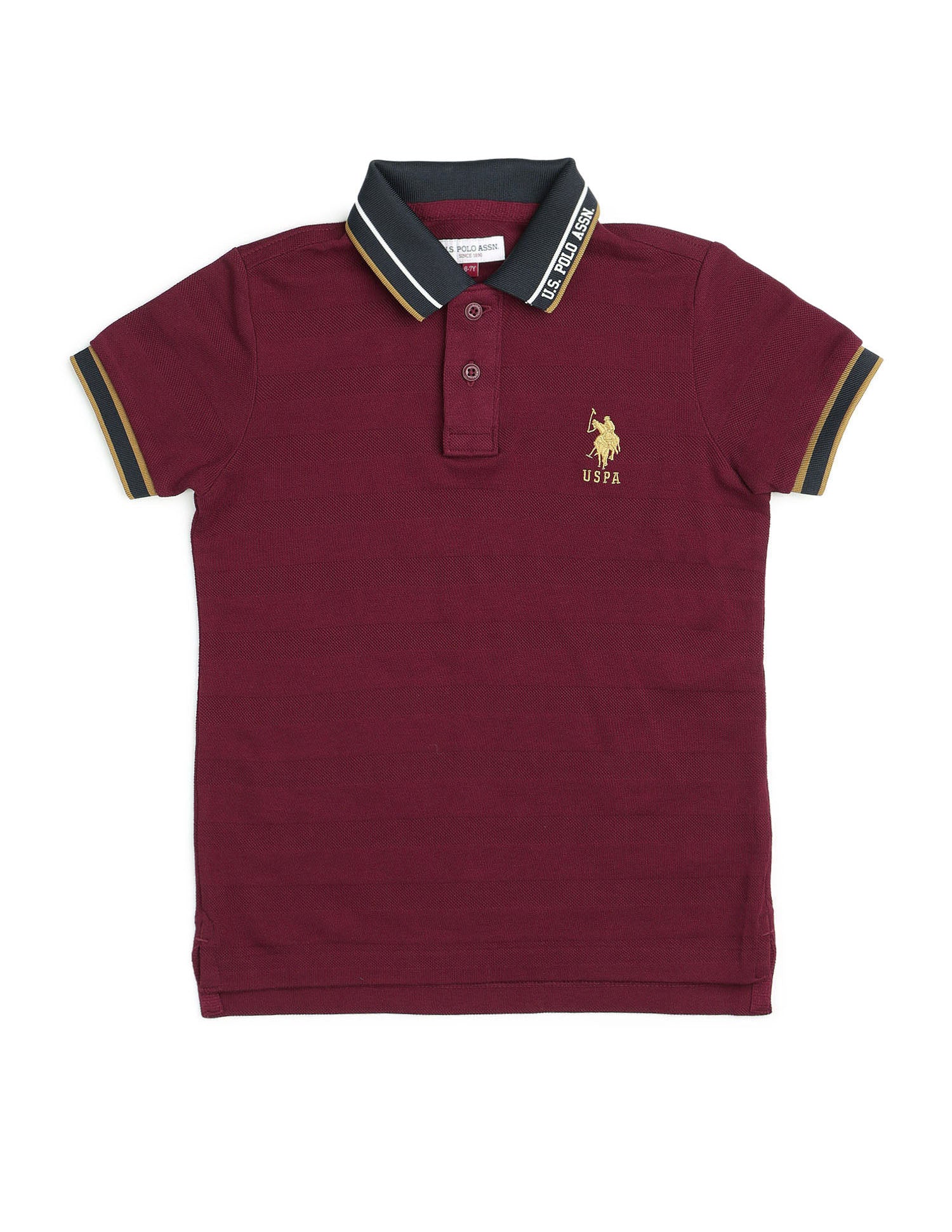 Boys Textured Pure Cotton Polo Shirt Red - U.S. POLO ASSN. | Large