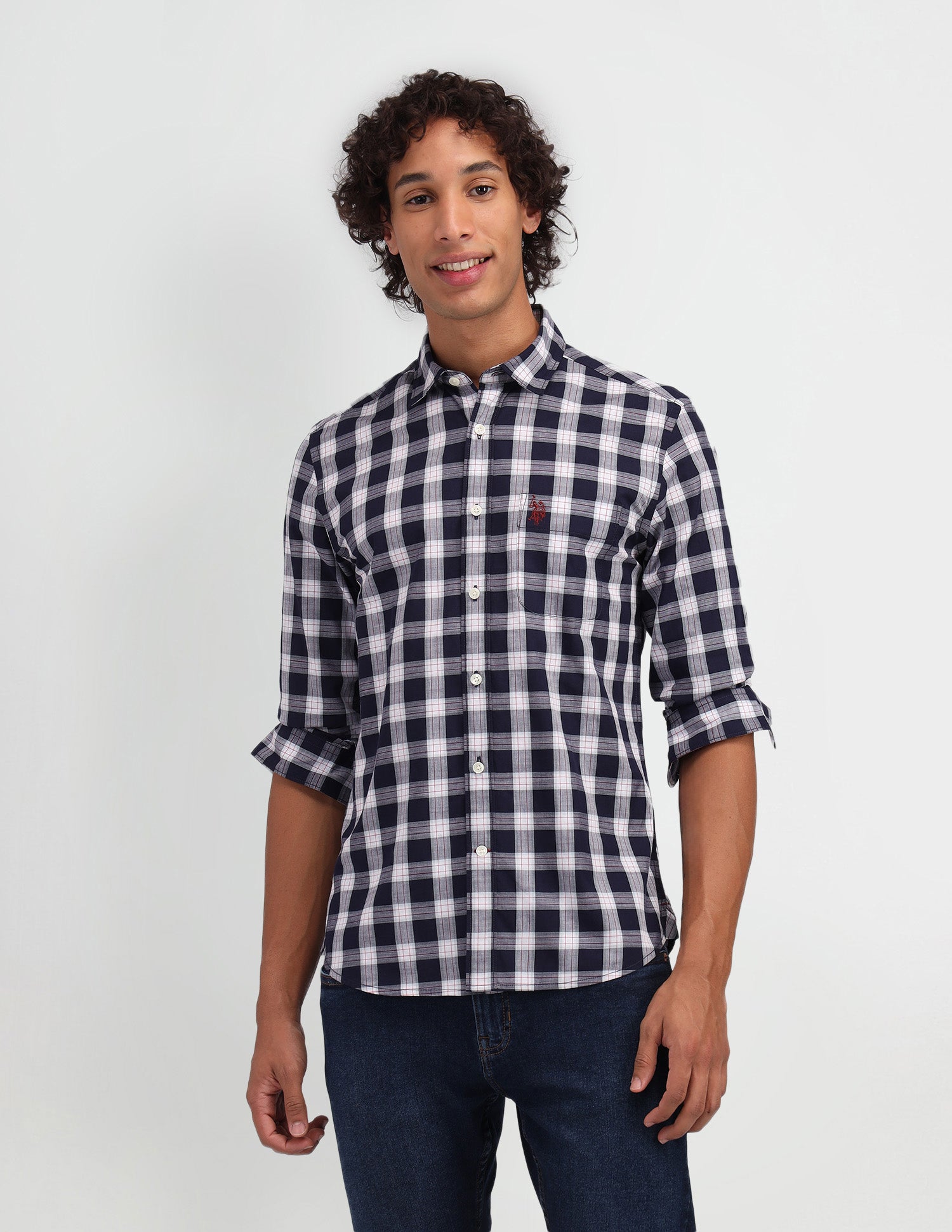 Plaid Checked Poplin Shirt Navy - U.S. Polo Assn. India | Large