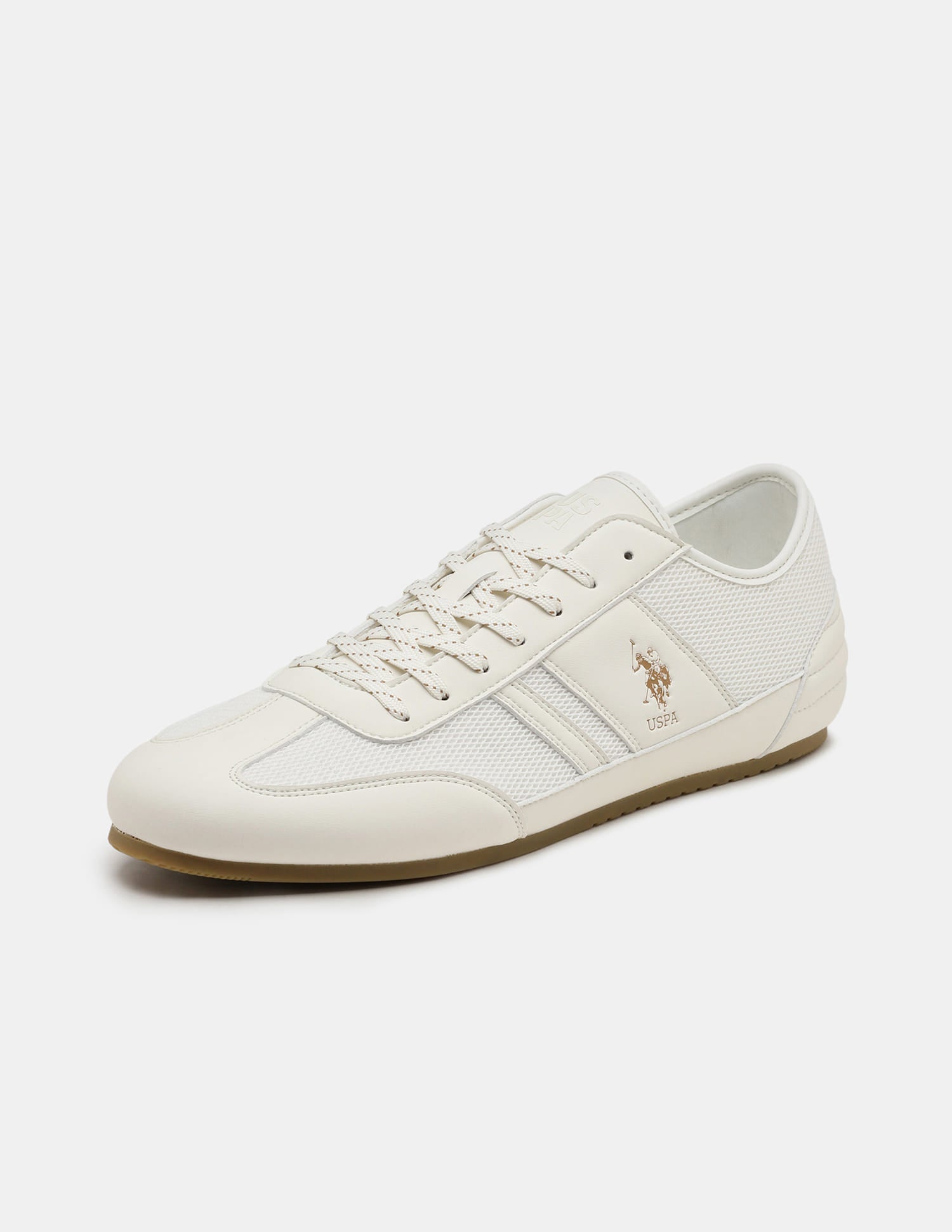 Round Toe Lace Ups Streak Sneakers White - U.S. Polo Assn. India | Large