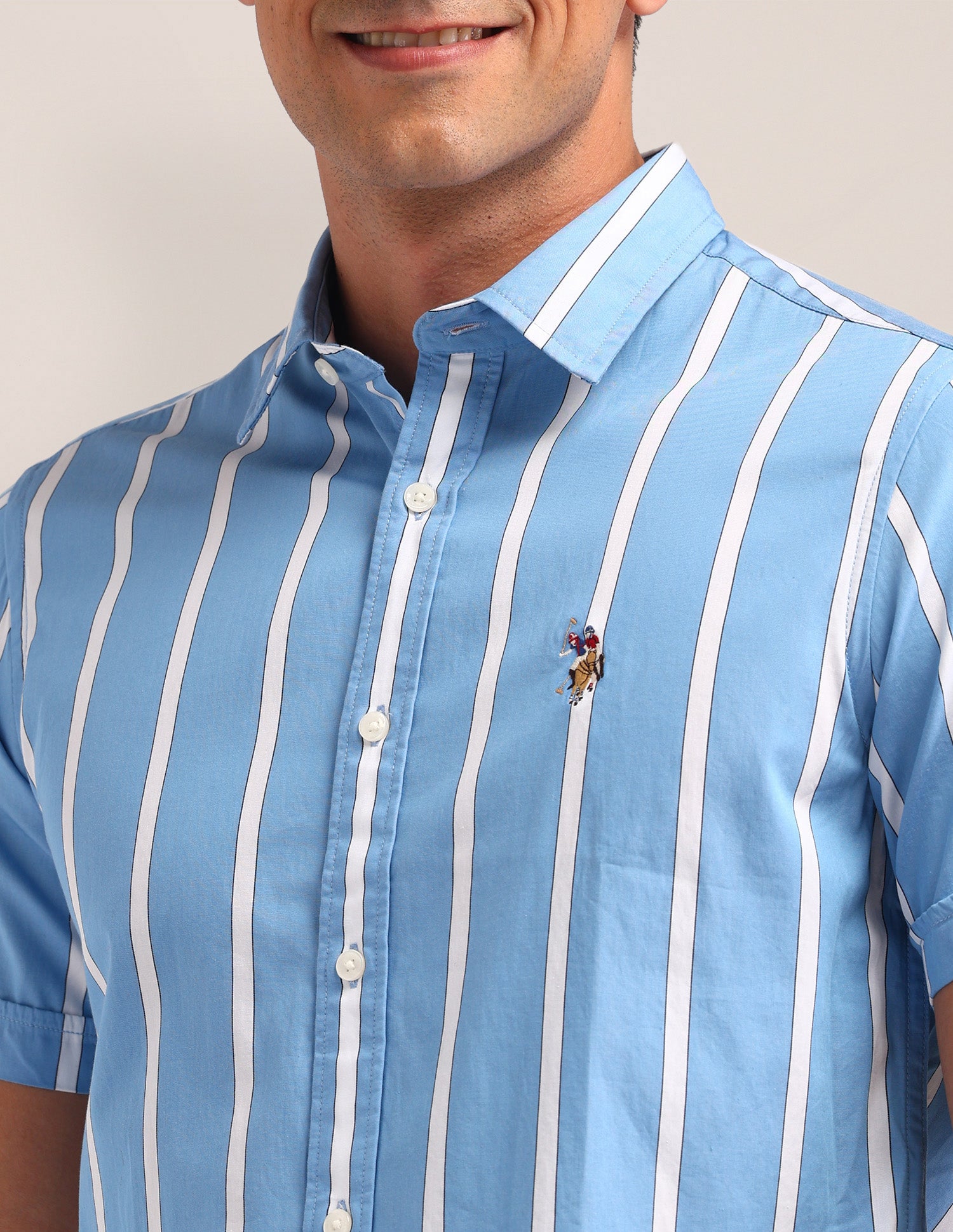 Vertical Striped Regular Fit Shirt Blue - U.S. Polo Assn. India | Large
