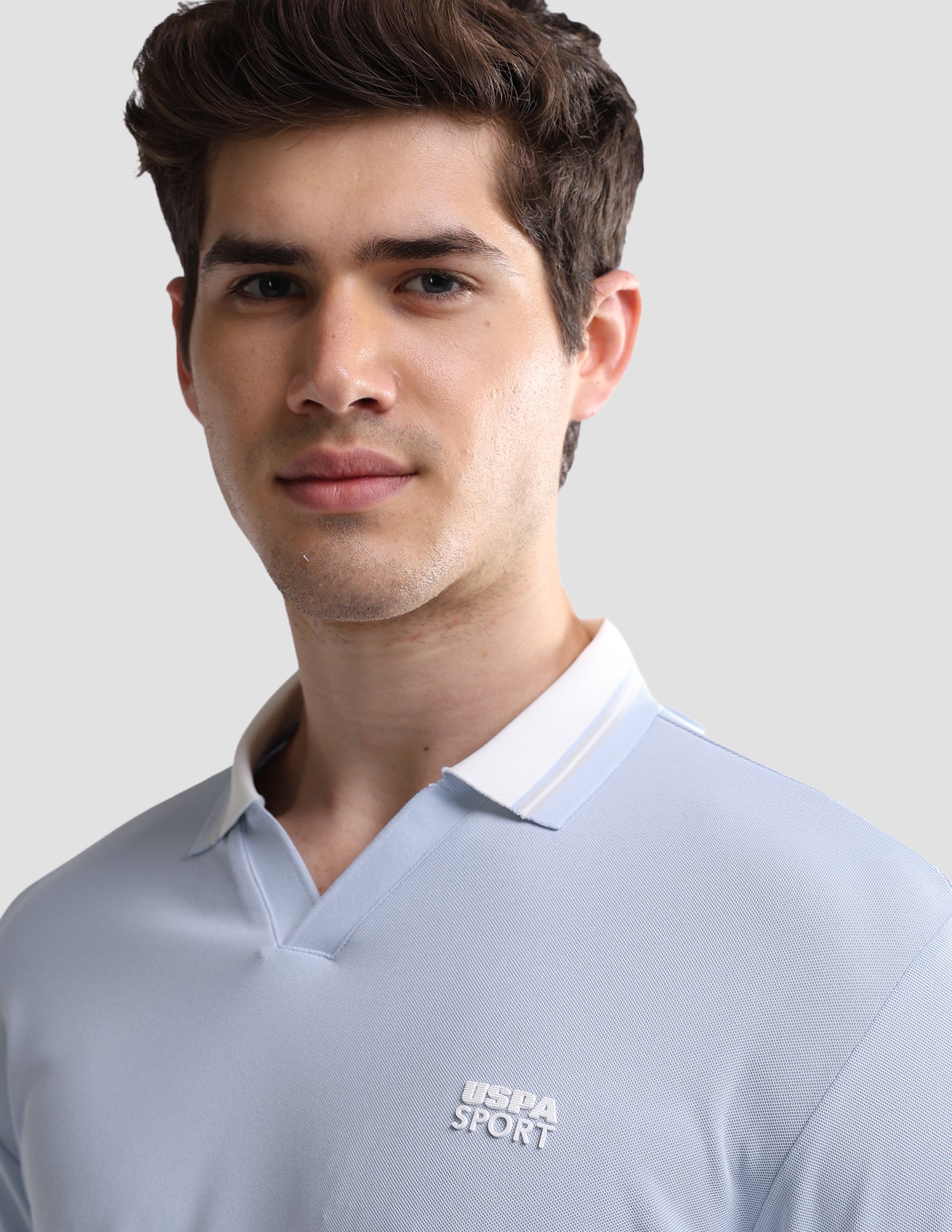 Solid Slim Fit Active Polo Shirt Light Blue - U.S. Polo Assn. India | Large