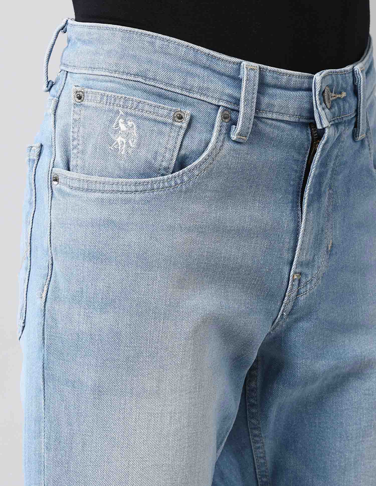 Brandon Slim Tapered Fit Blue Vintage Jeans Light Wash - U.S. Polo Assn. India | Large