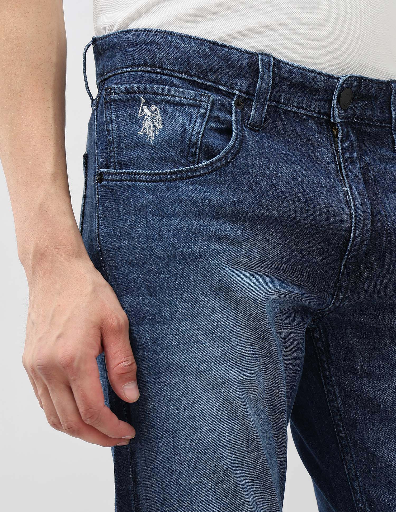 Brandon Slim Tapered Fit Whiskered Jeans Indigo - U.S. POLO ASSN. | Large