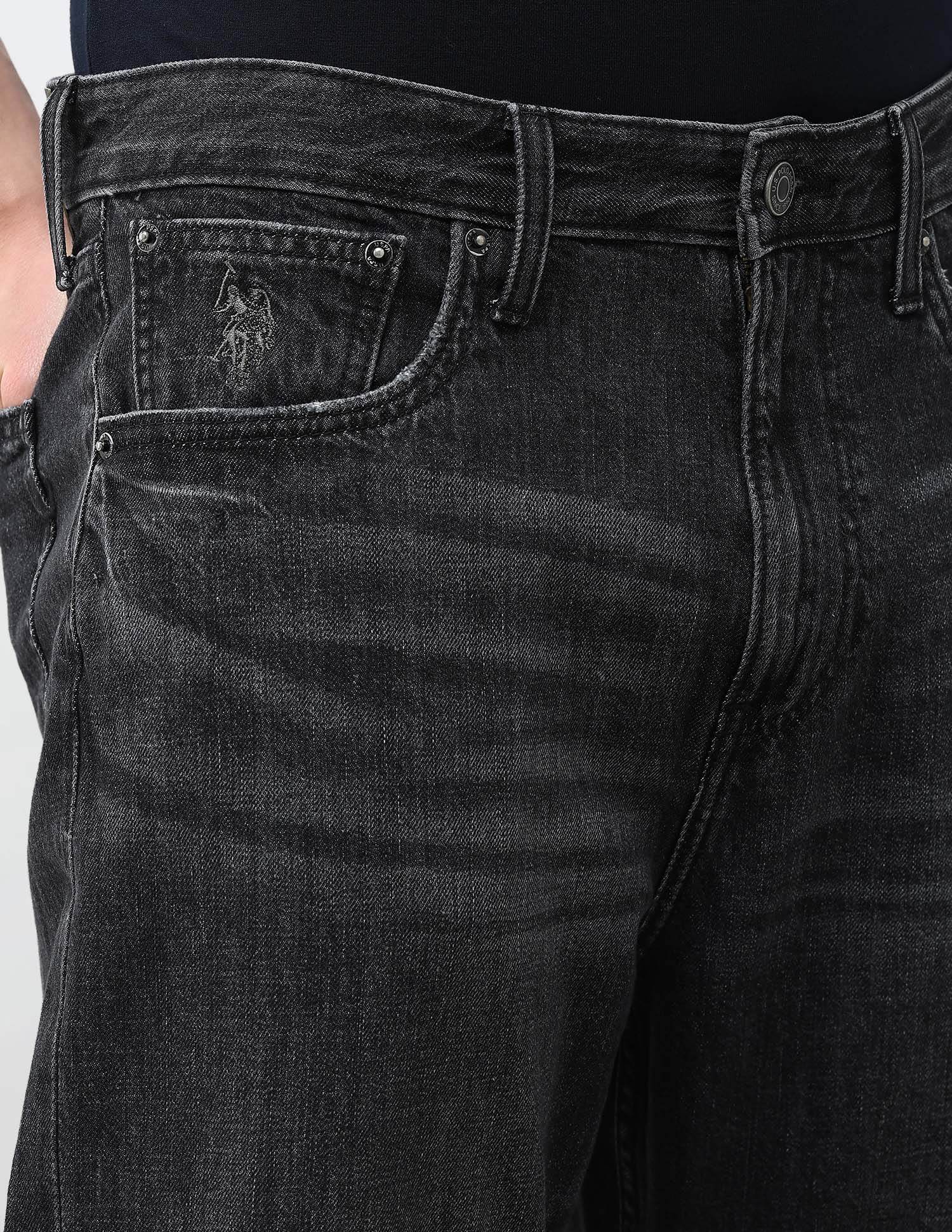 Logan Loose Straight Fit Black Jeans Washed Black - U.S. Polo Assn. India | Large