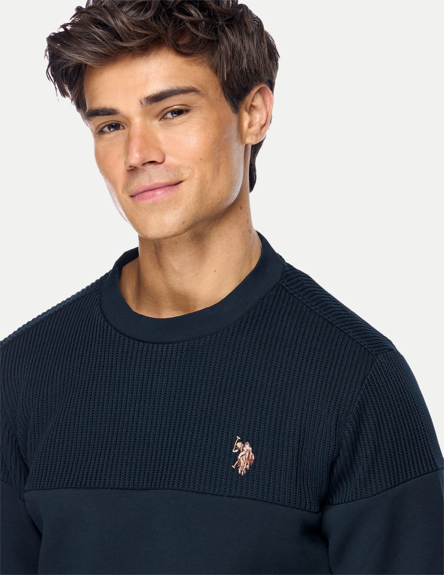 Patterned Knit Regular Fit Sweatshirt Navy - U.S. Polo Assn. India | Large
