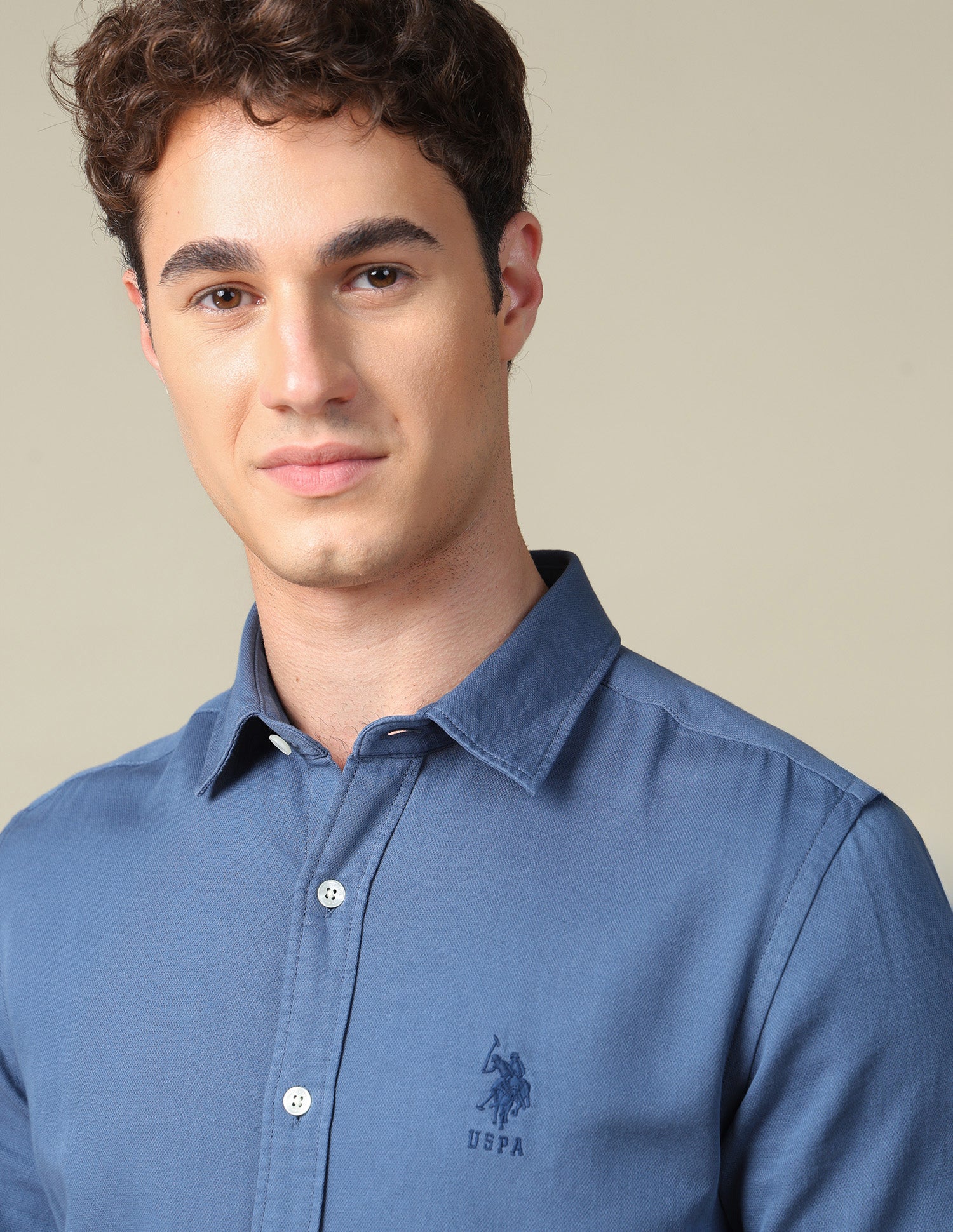 Solid Regular Fit Shirt Blue - U.S. Polo Assn. India | Large