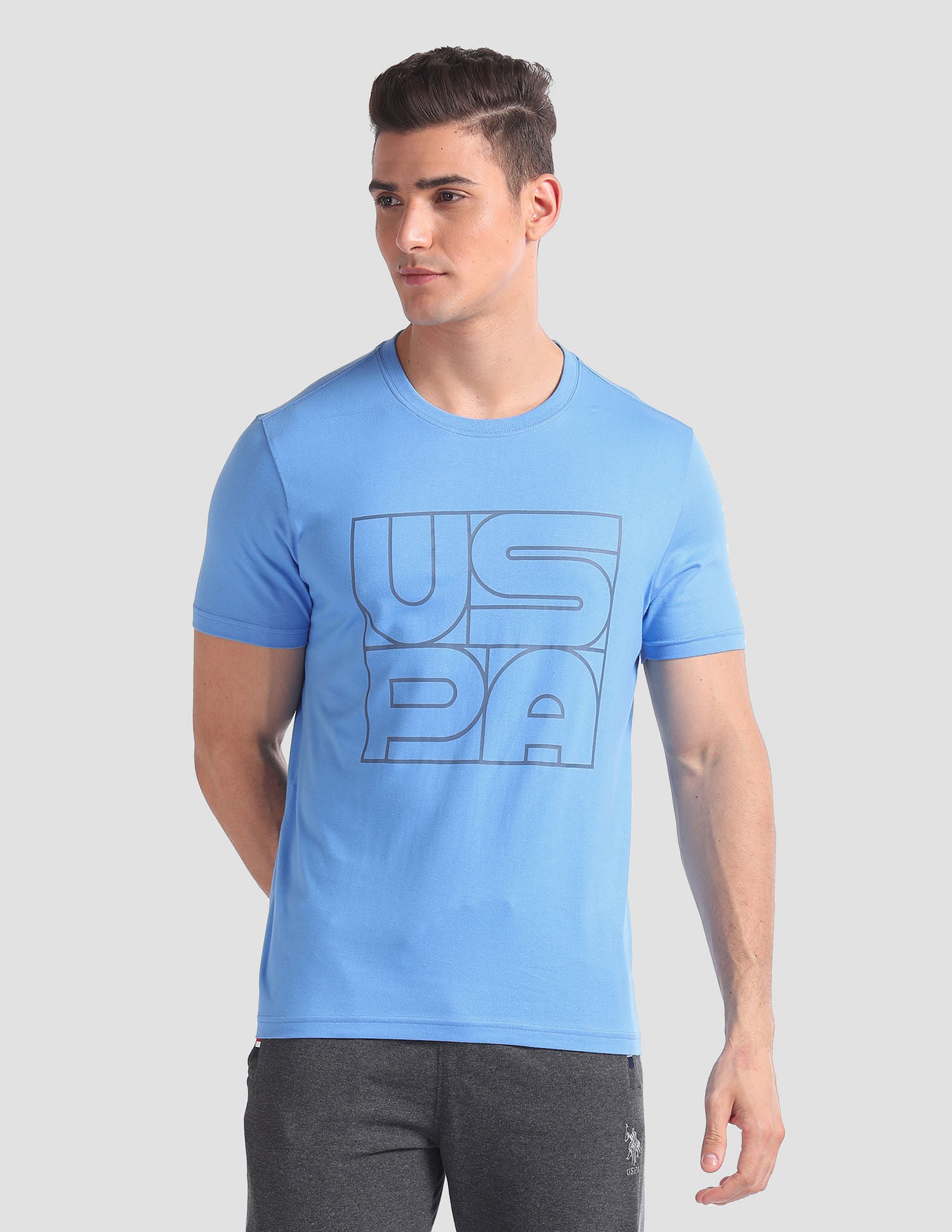 Brand Print Cotton IYAZ Lounge T-Shirt - Pack Of 2 Green and Blue - U.S. POLO ASSN. | Large