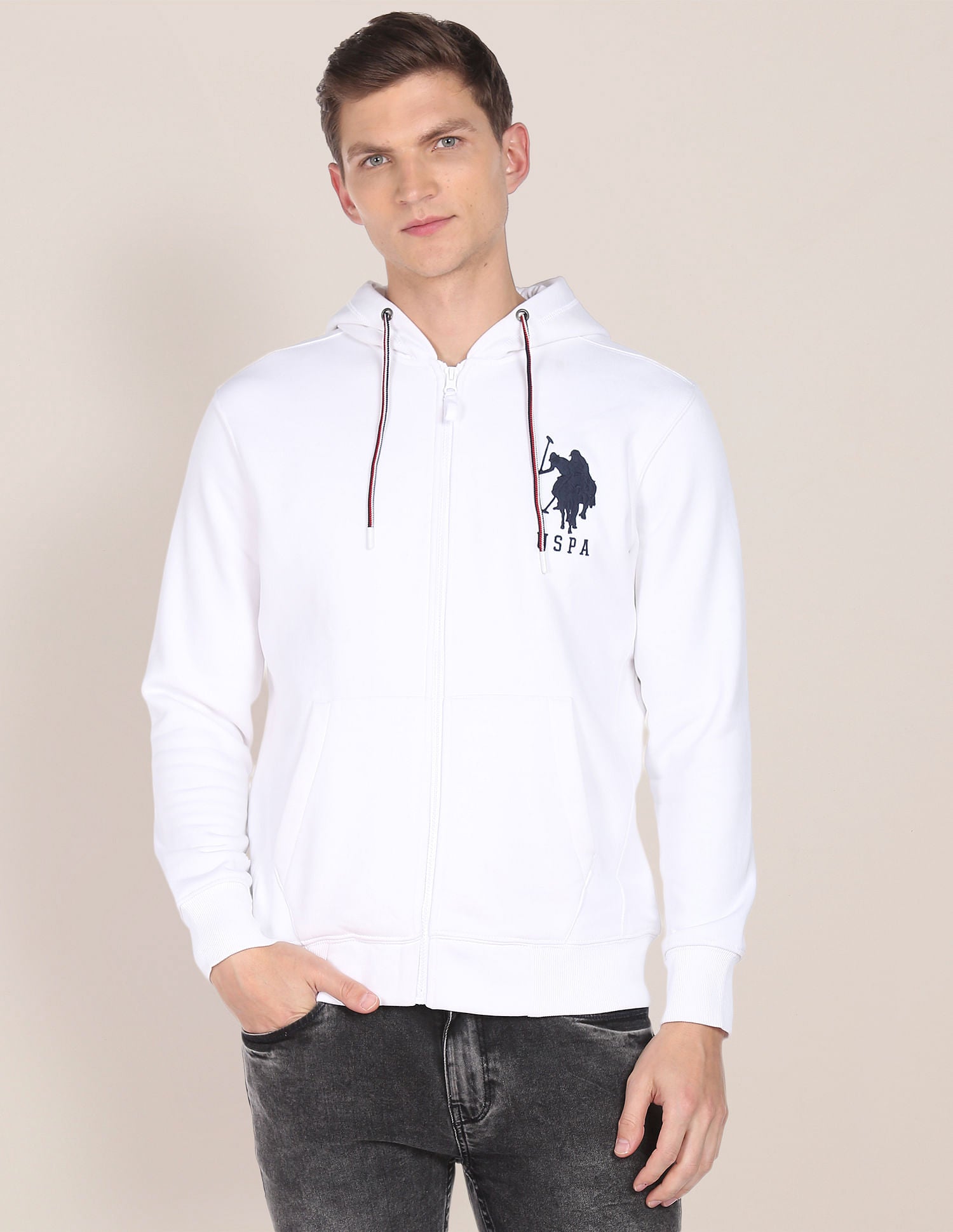 Drawstring Hood Solid Sweatshirt