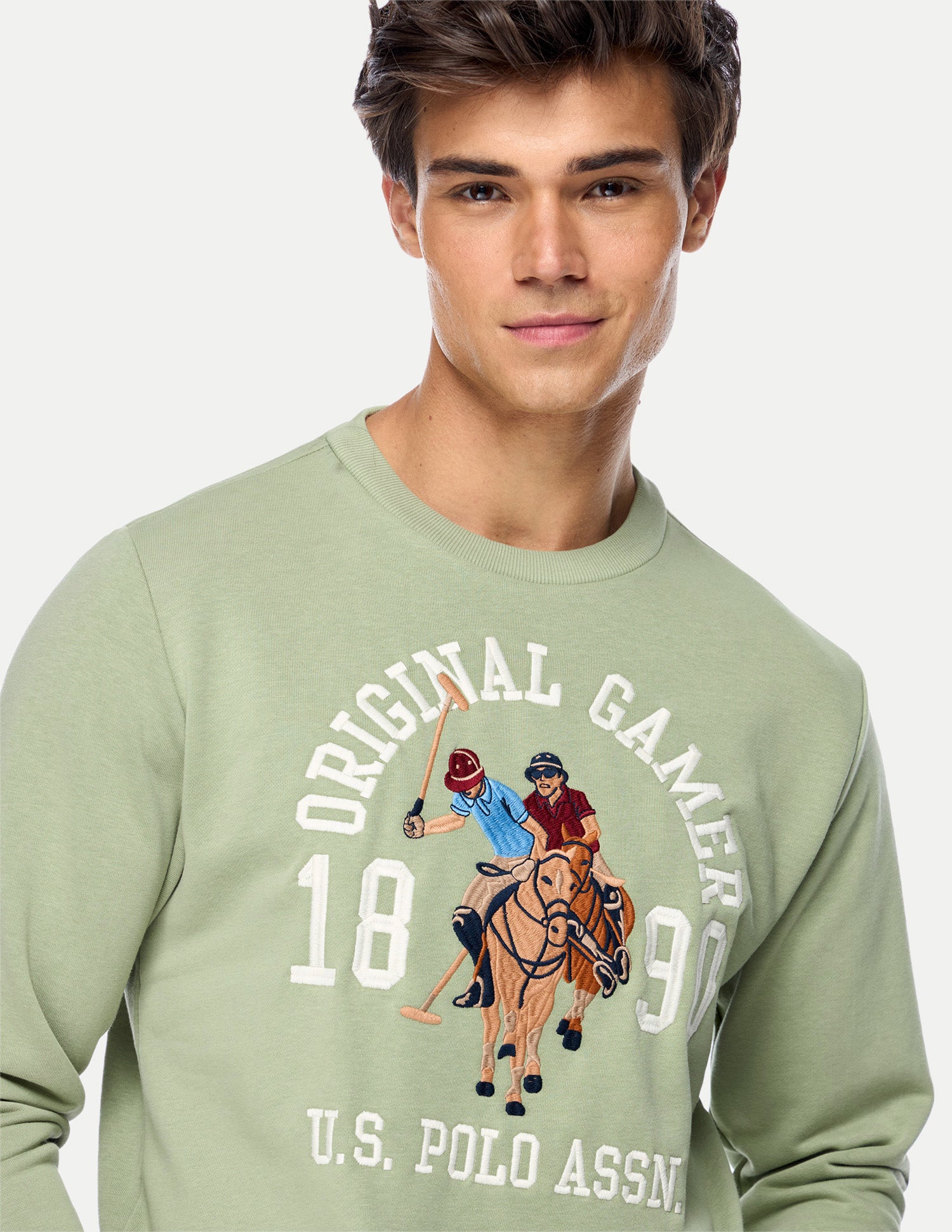 Graphic Brand Printed Regular Fit Sweatshirt Light Green - U.S. Polo Assn. India | Large
