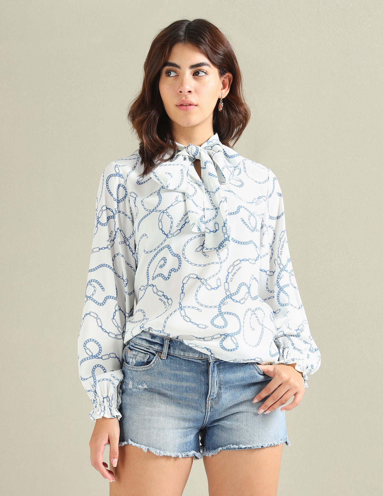 Bow Collar Moss Top White - U.S. POLO ASSN. | Large