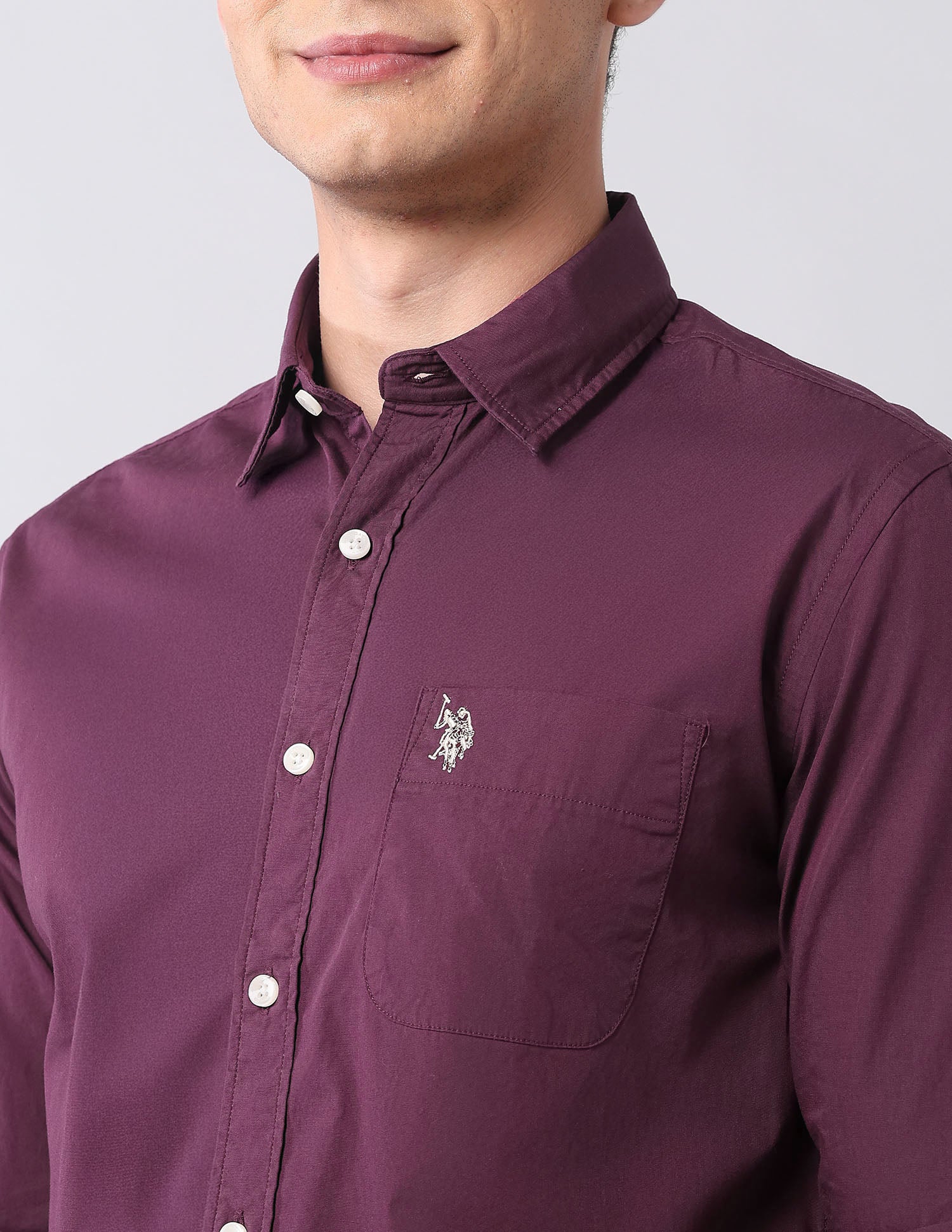 Pure Cotton Regular Fit Shirt Wine - U.S. Polo Assn. India | Large