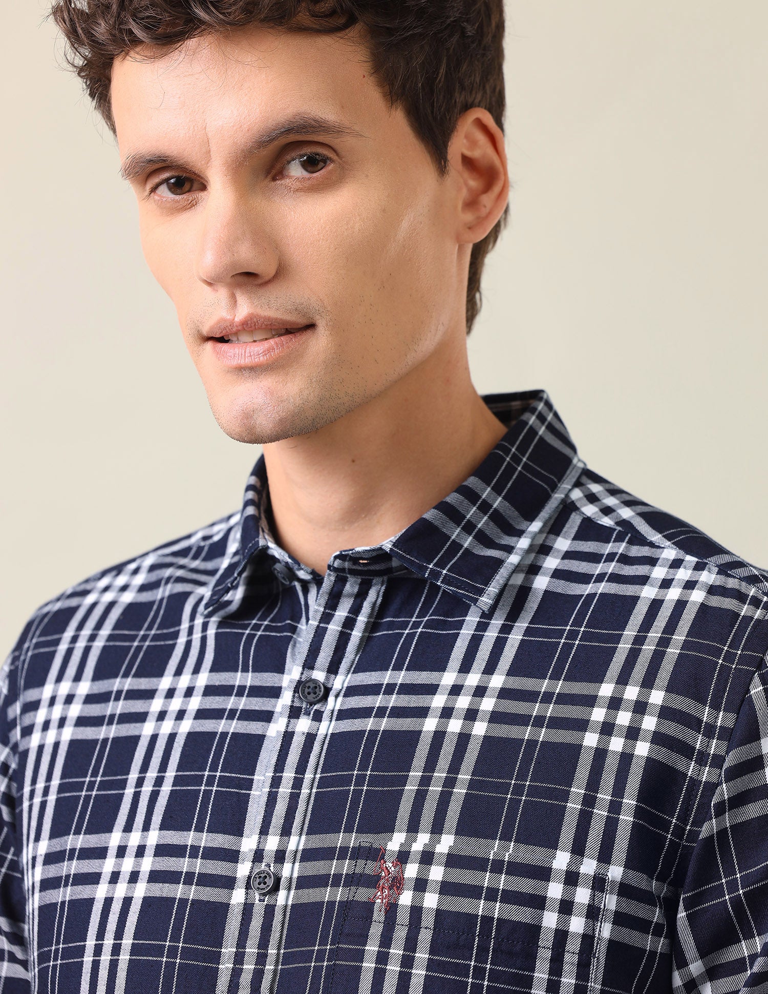 Grid Tattersall Checked Twill Shirt Indigo - U.S. Polo Assn. India | Large
