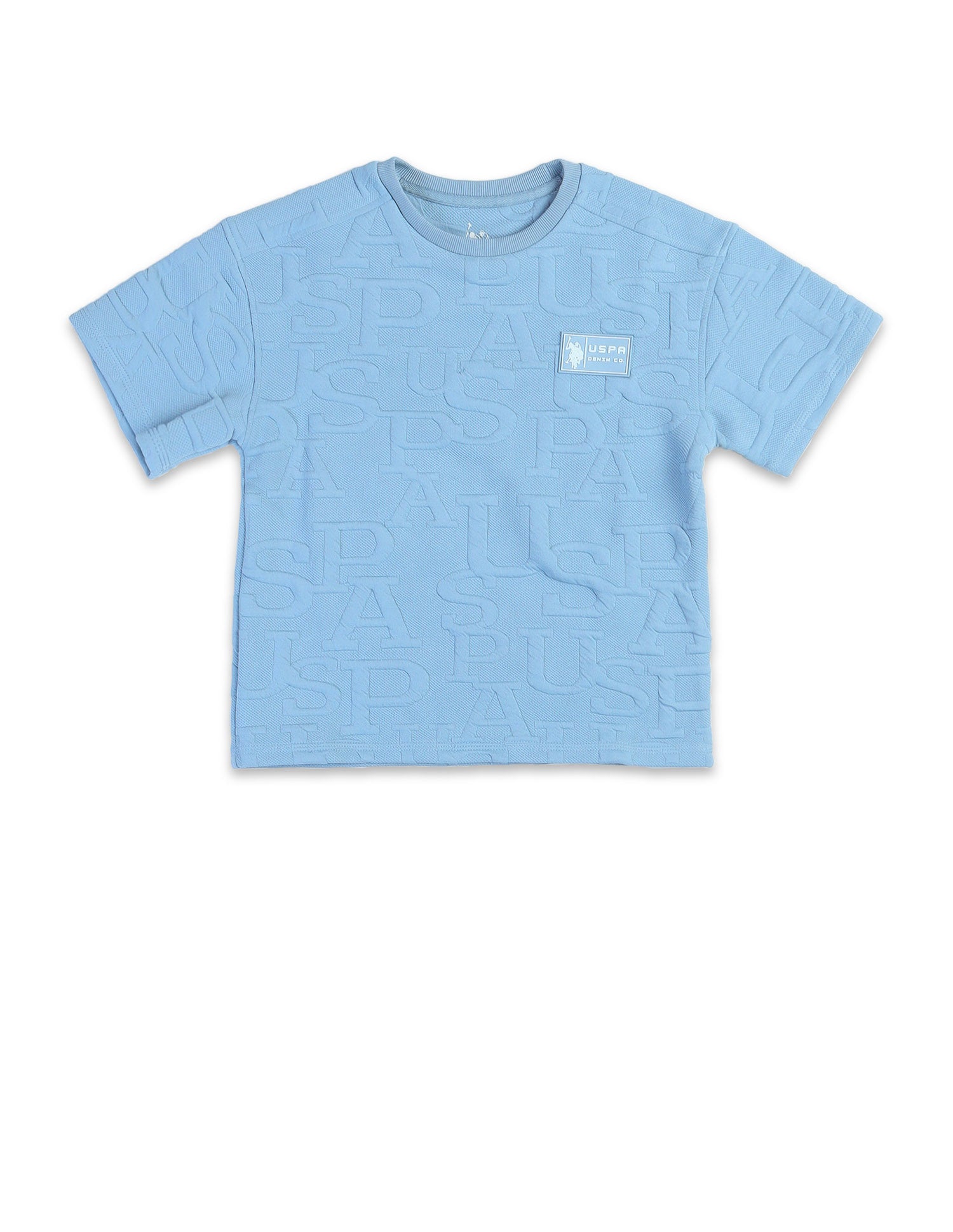 Boys Brand Embossed Boxy Fit T-Shirt Blue - U.S. POLO ASSN. | Large