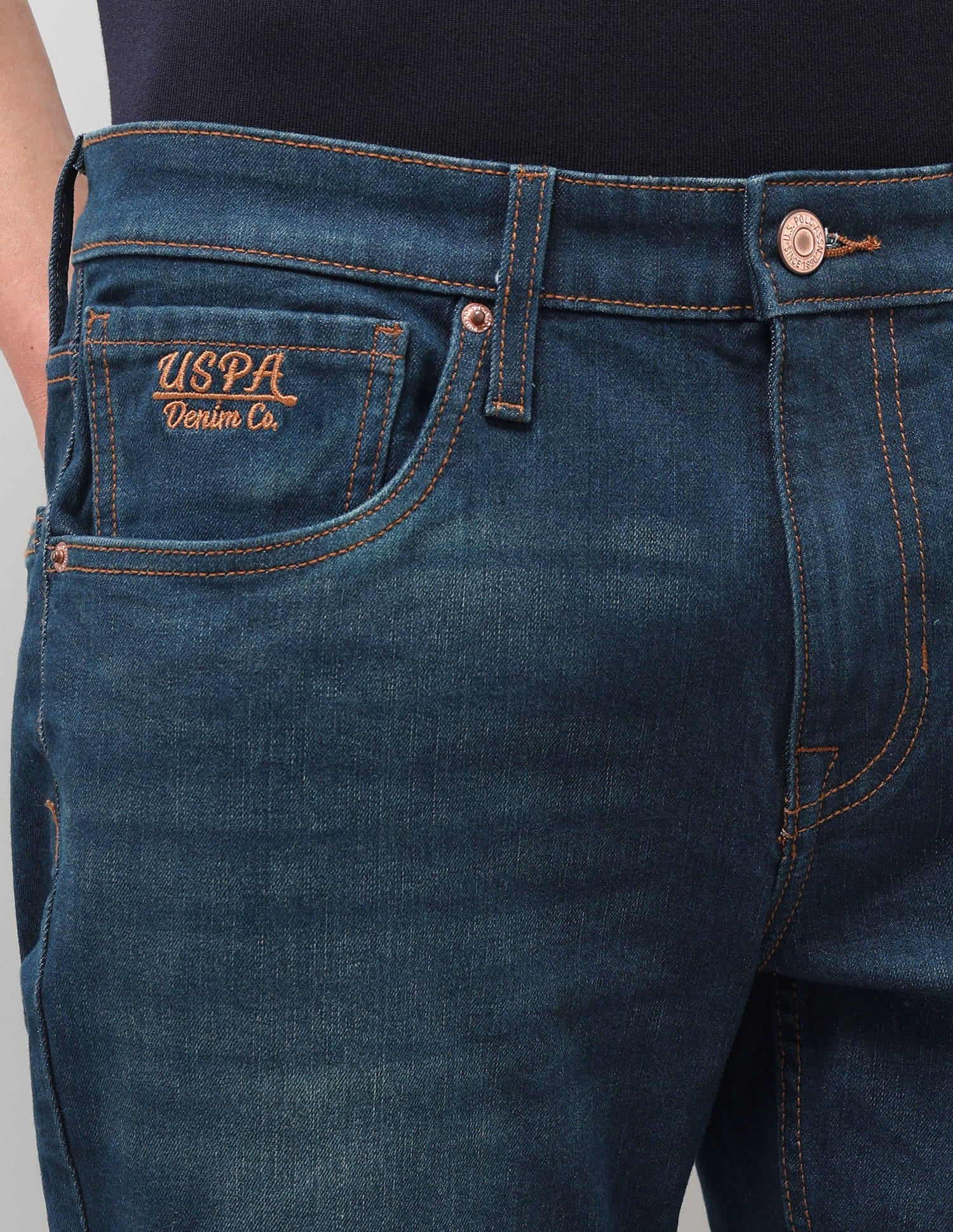 Solid Slim Fit Jeans Blue - U.S. Polo Assn. India | Large