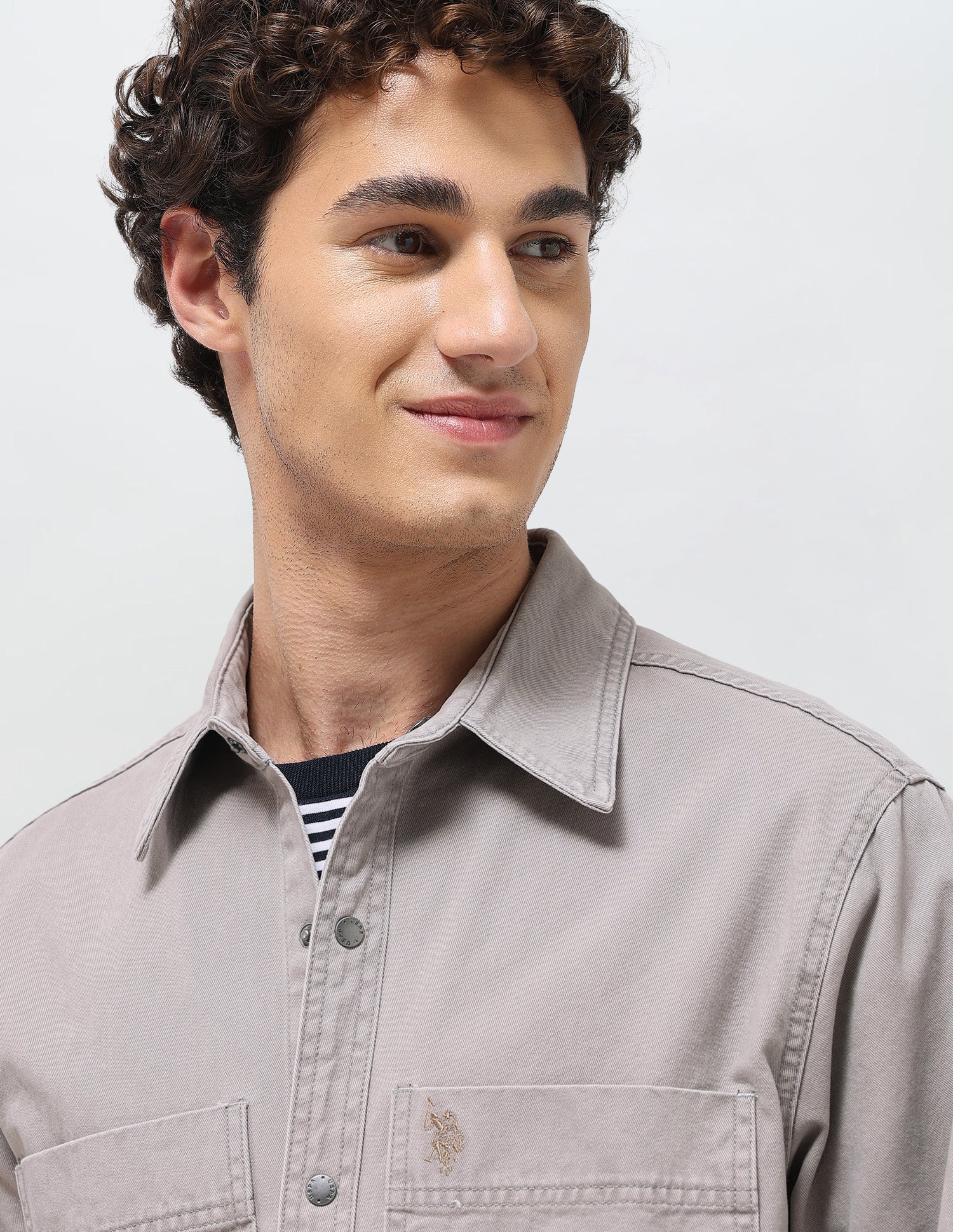 Solid Relaxed Fit Shirt Grey - U.S. Polo Assn. India | Large