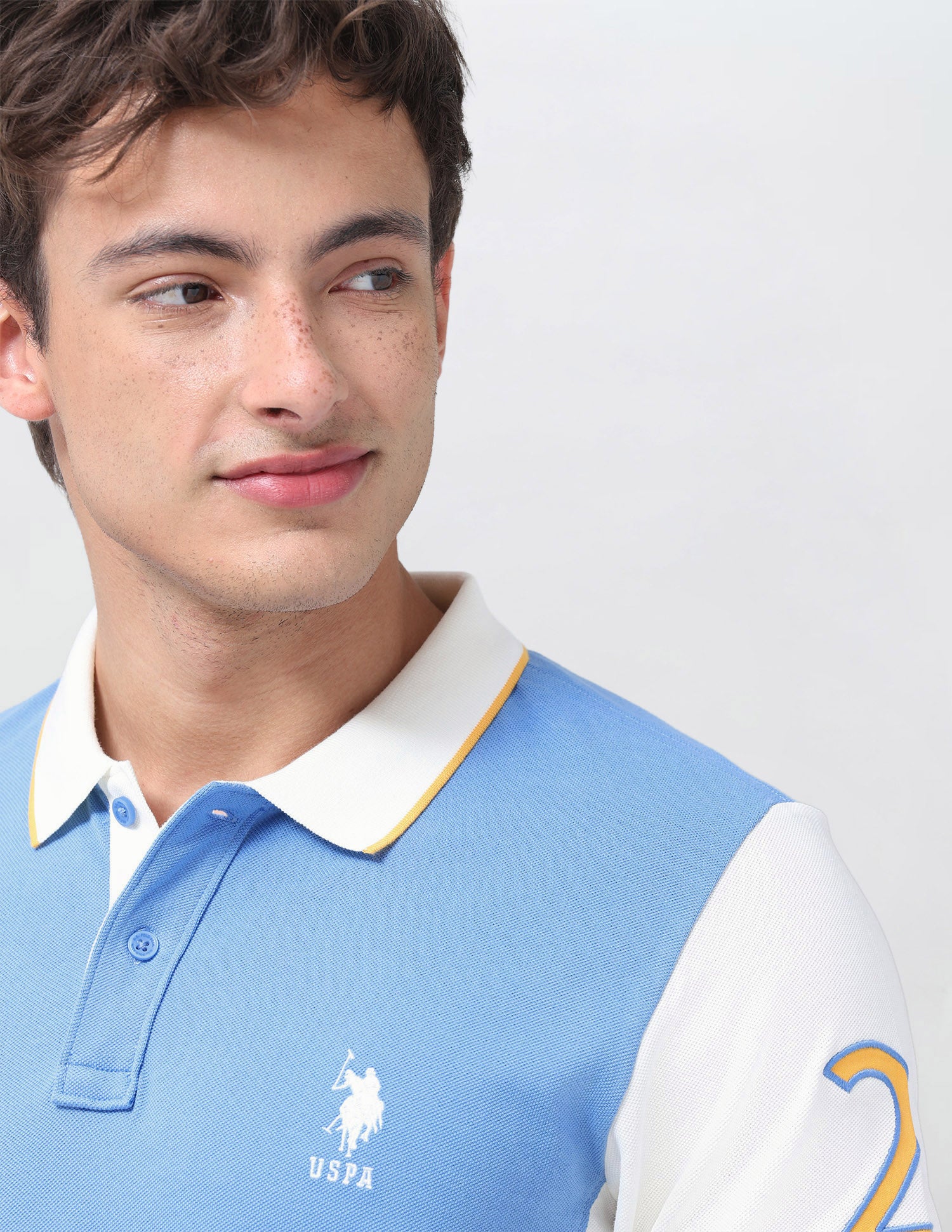 Colourblocked Slim Fit Polo Shirt Blue - U.S. Polo Assn. India | Large