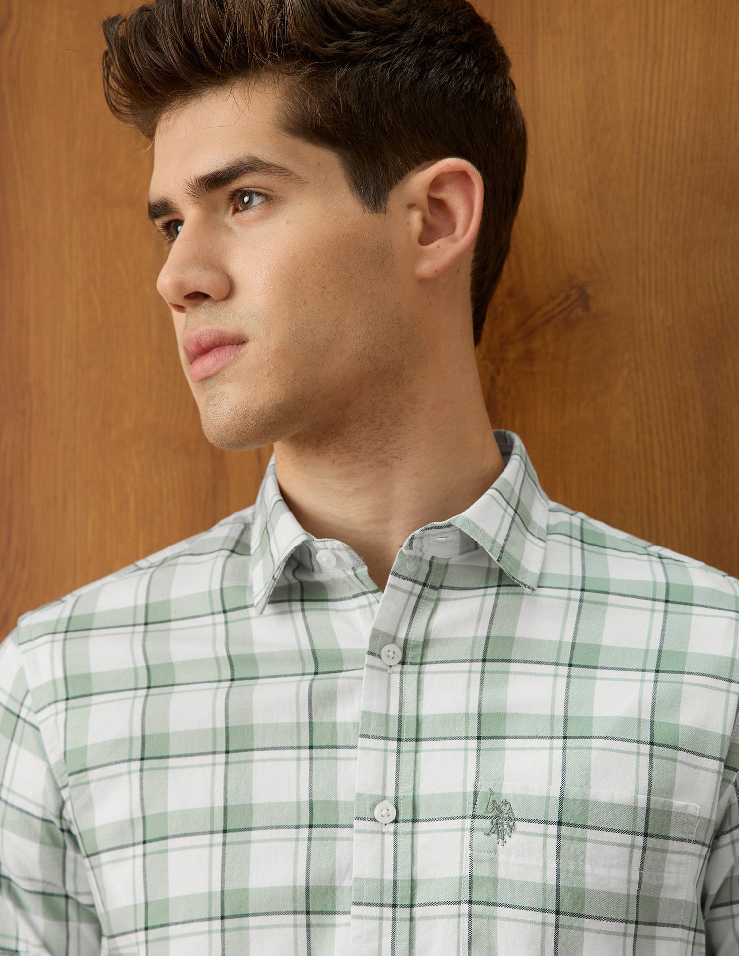 Grid Tattersall Checked Regular Fit Shirt Green - U.S. Polo Assn. India | Large