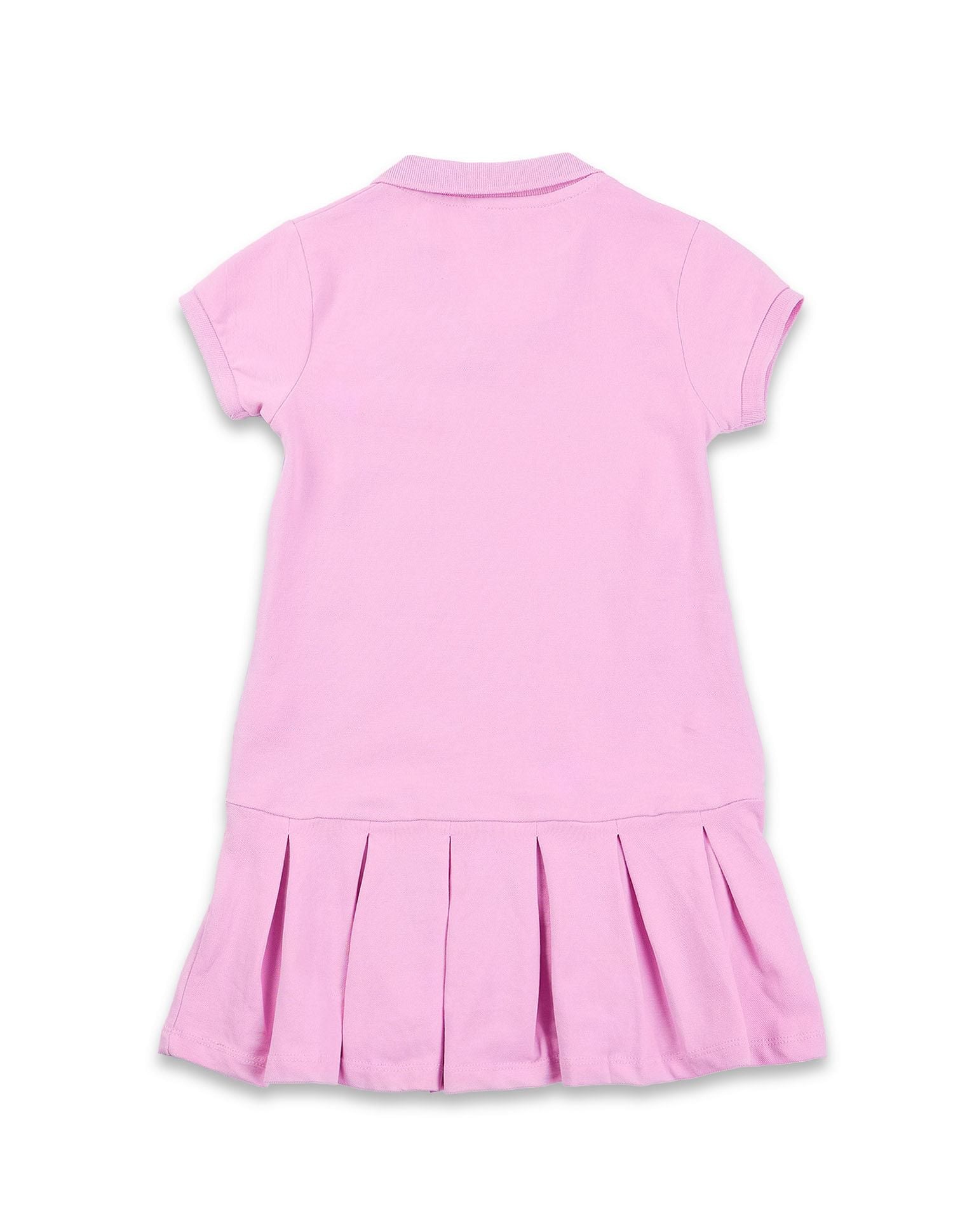 Girls Knife Pleat Cotton Dress Light Pink - U.S. POLO ASSN. | Large