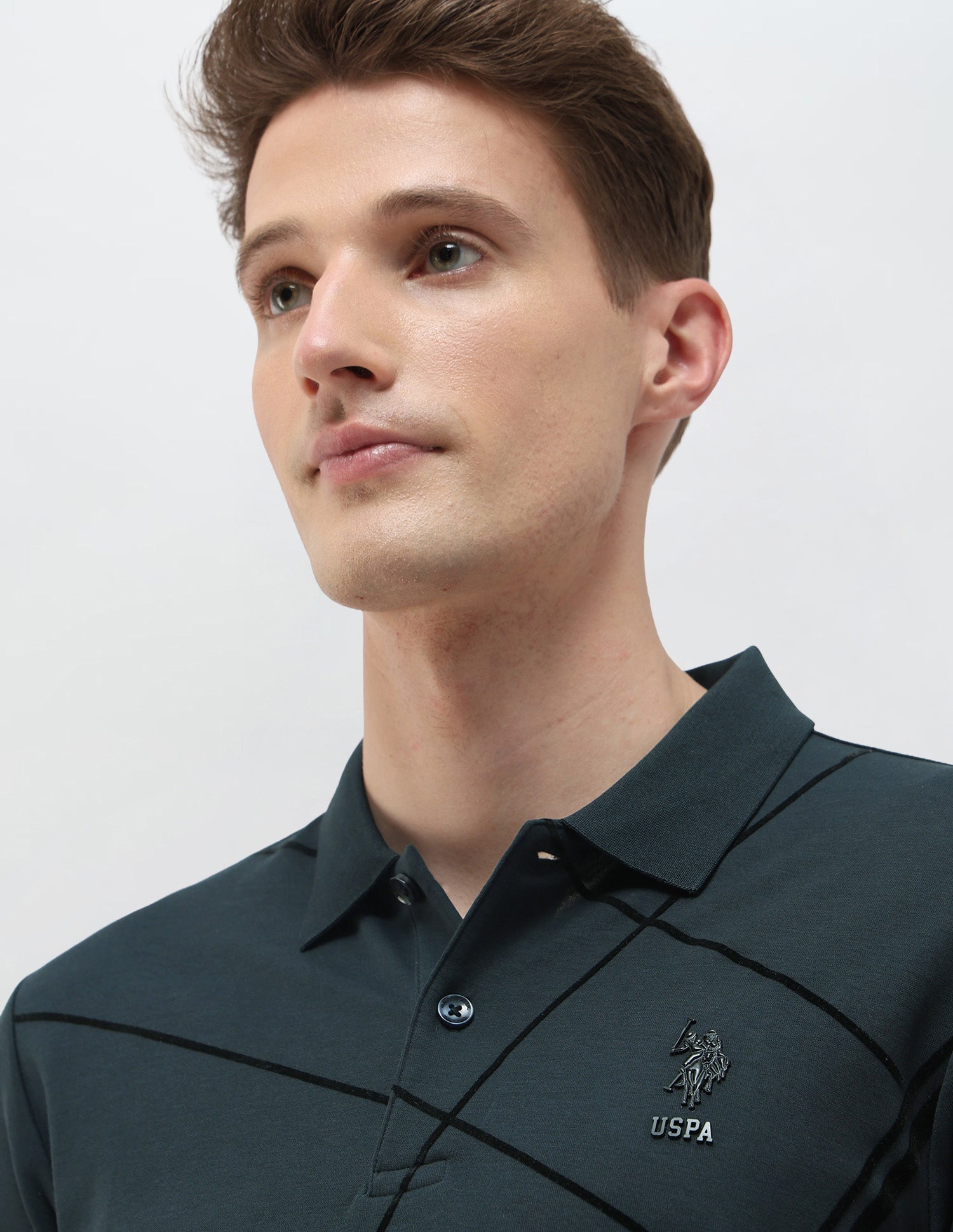 Geometric Printed Black & Gold Polo Shirt Teal - U.S. Polo Assn. India | Large