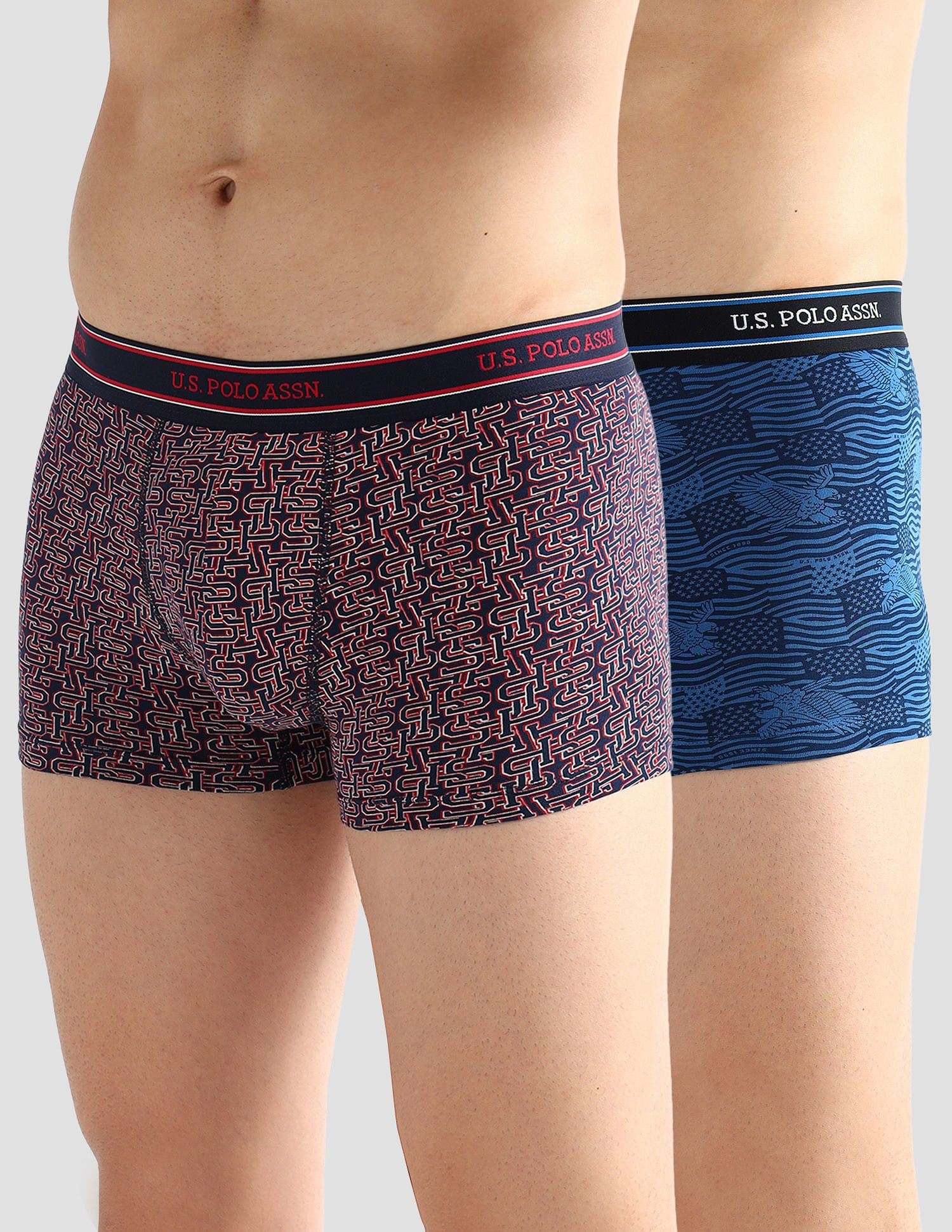 Elasticized Waist Printed I616 Trunks - Pack Of 2 Navy and Fedral Blue - U.S. POLO ASSN. | Large