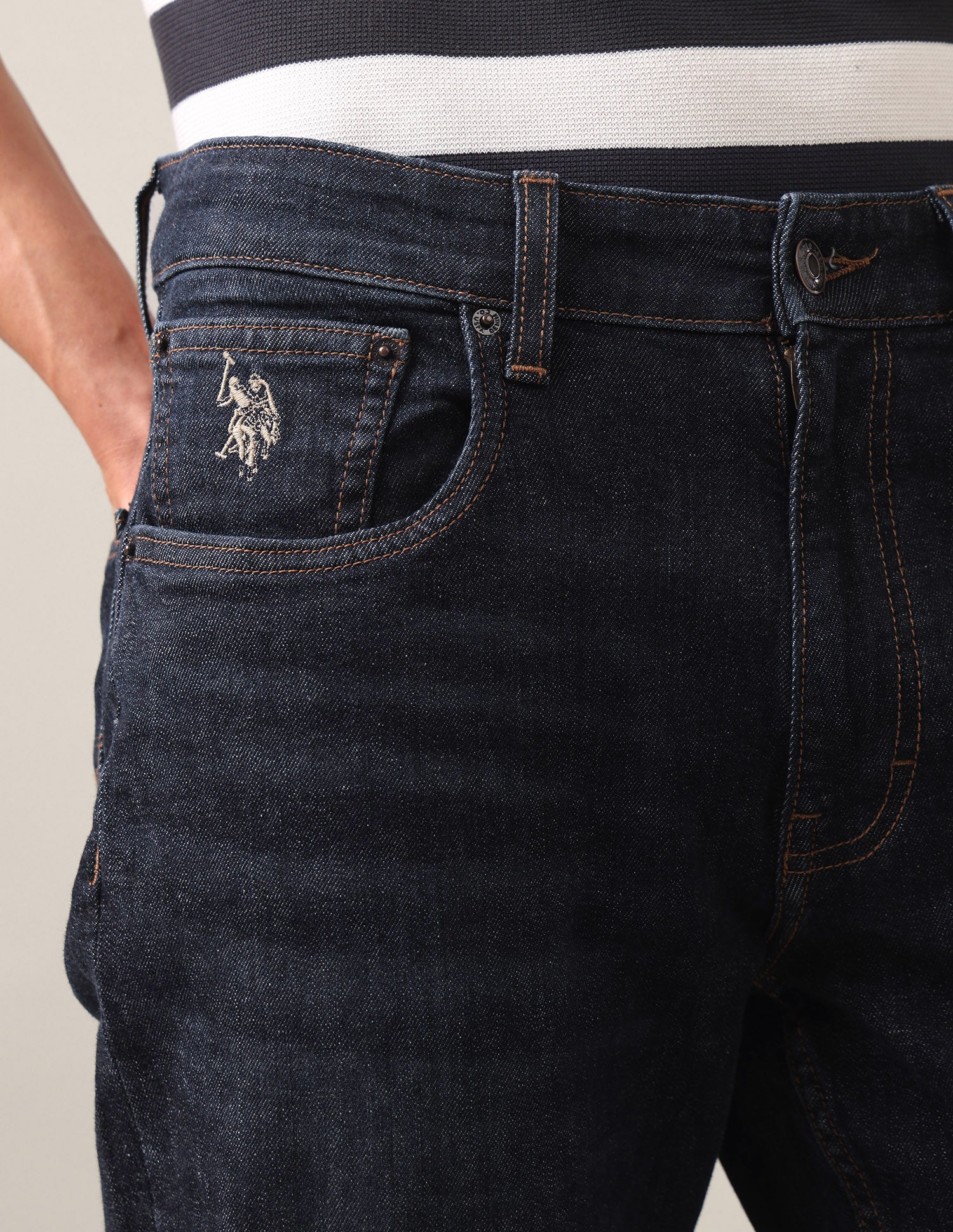 Cole Comfort Cropped Fit Blue Jeans Blue - U.S. Polo Assn. India | Large