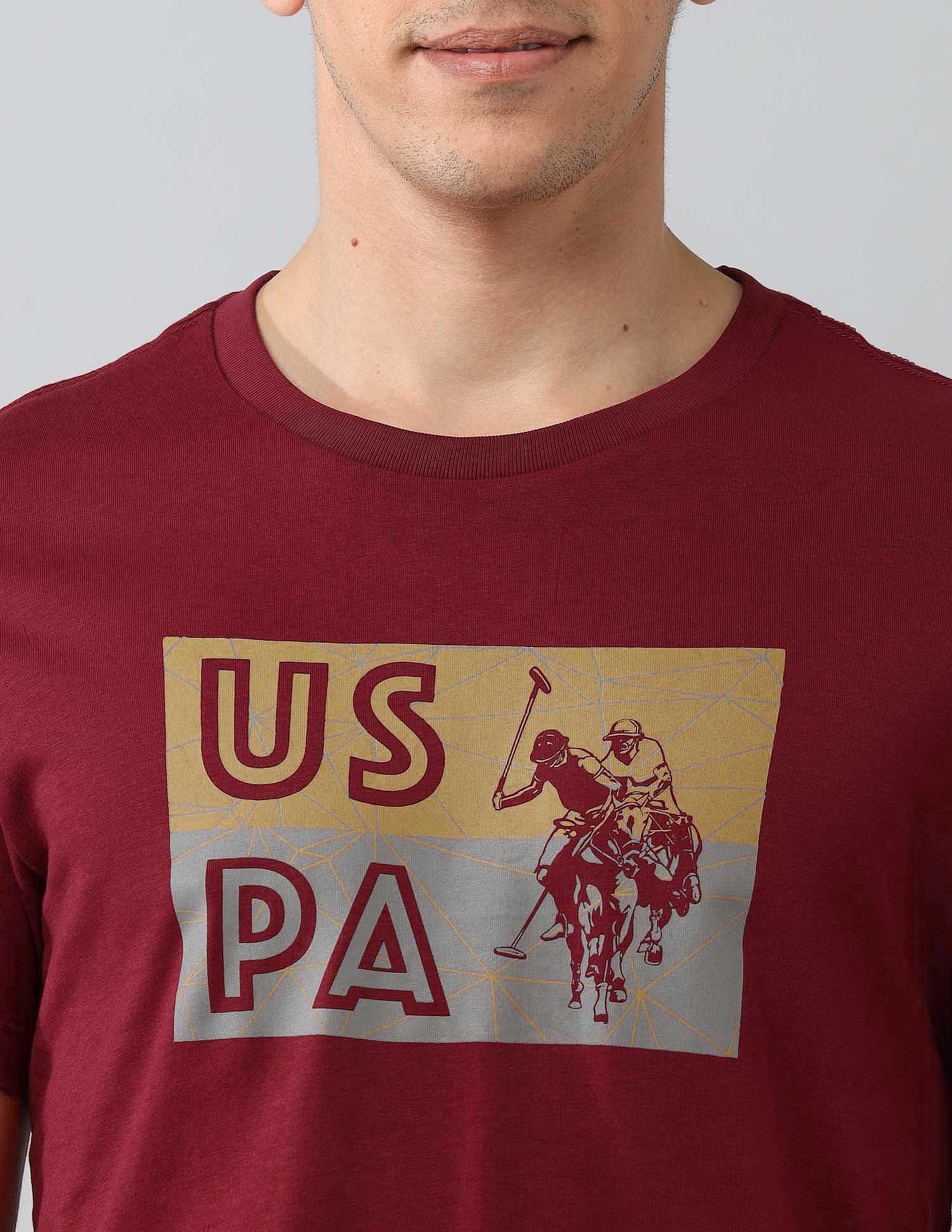 Muscle Fit Brand Printed T-Shirt Wine - U.S. Polo Assn. India | Large