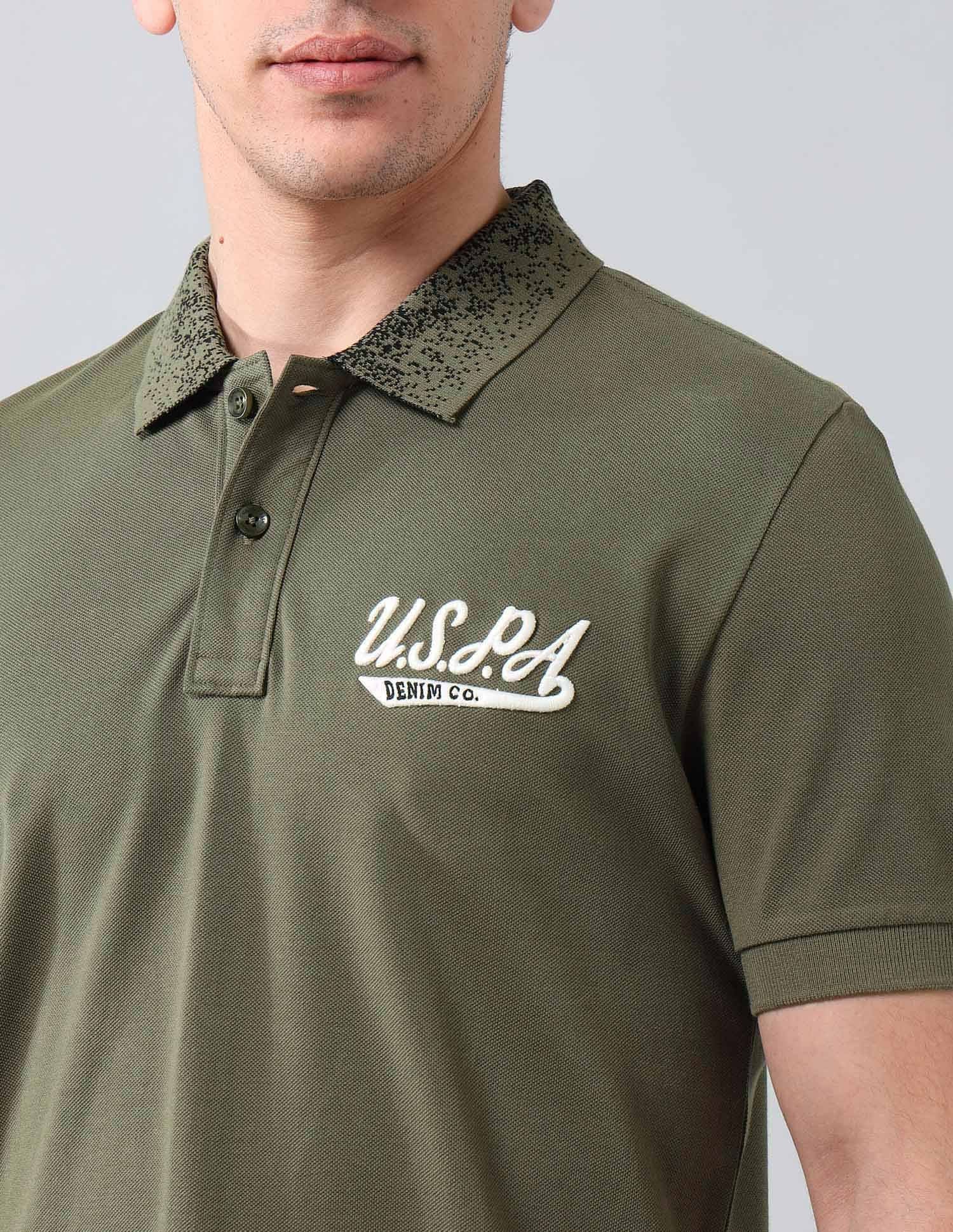 Muscle Fit Pure Cotton Polo Shirt Light Olive - U.S. Polo Assn. India | Large