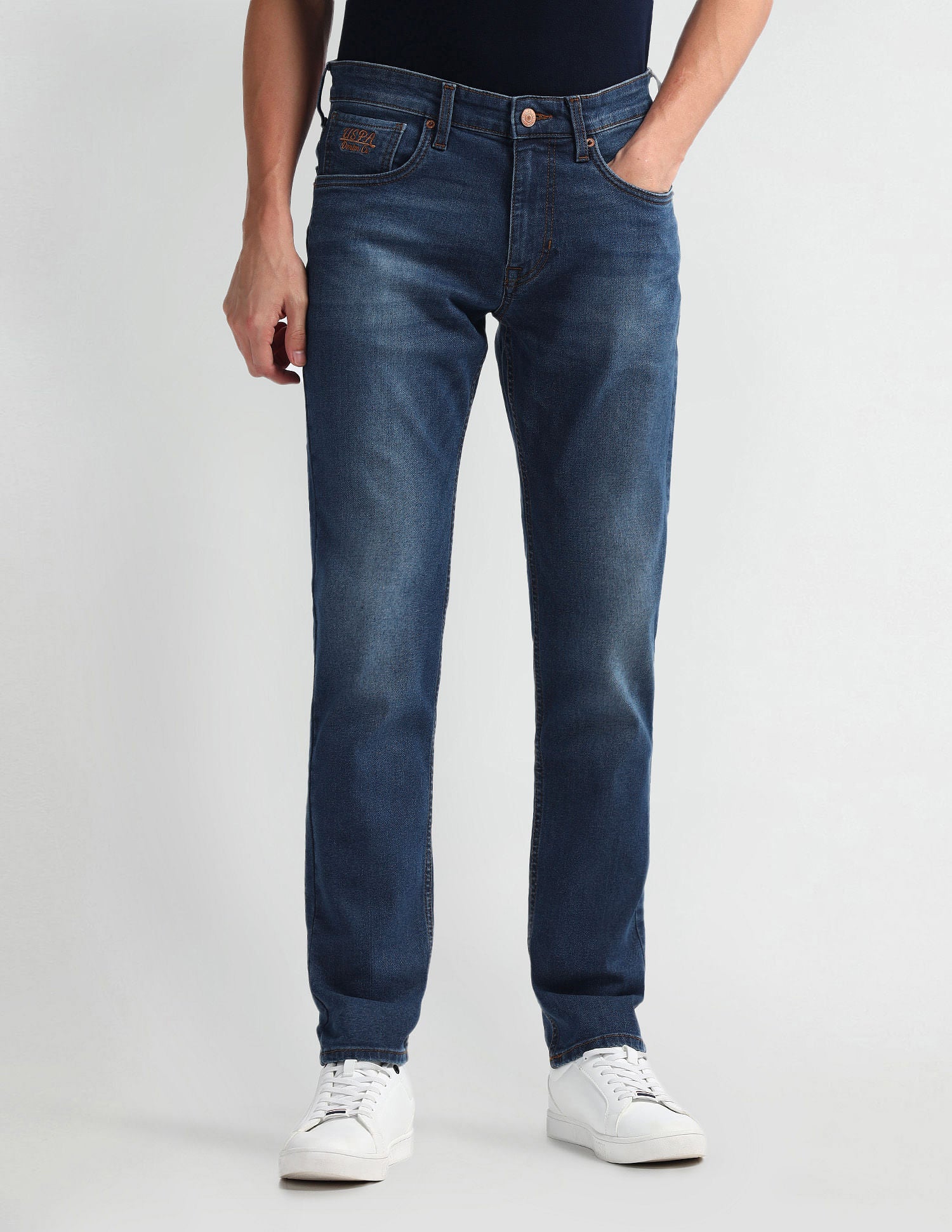Brandon Slim Tapered Fit Mid Wash Jeans Blue - U.S. Polo Assn. India | Large