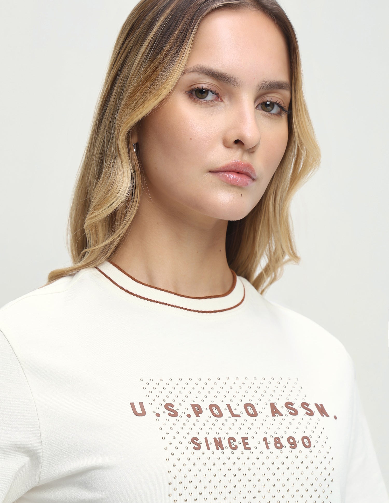 Embellished Boxy Fit T-Shirt Off-White - U.S. Polo Assn. India | Large