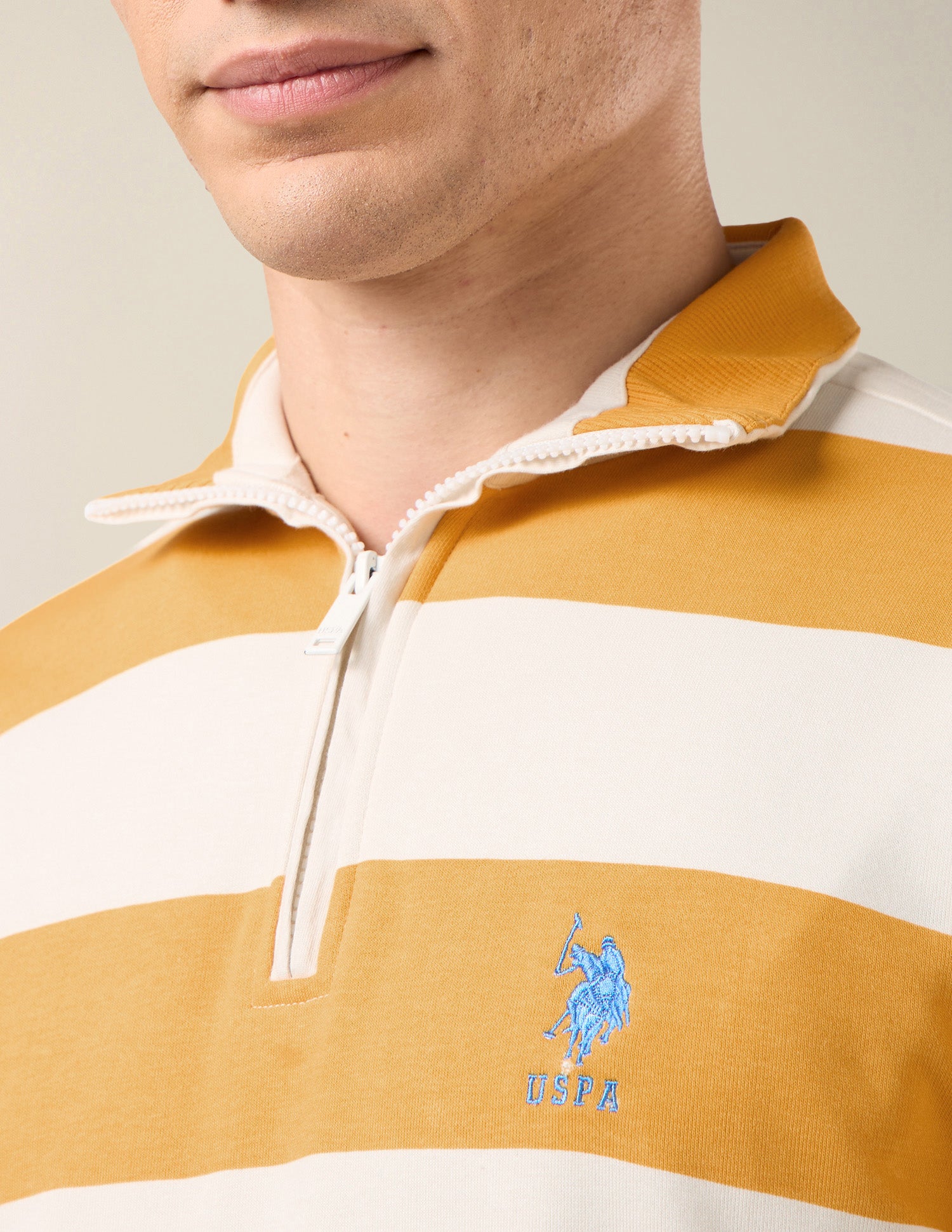 Horizontal Striped Regular Fit Sweatshirt Mustard - U.S. Polo Assn. India | Large