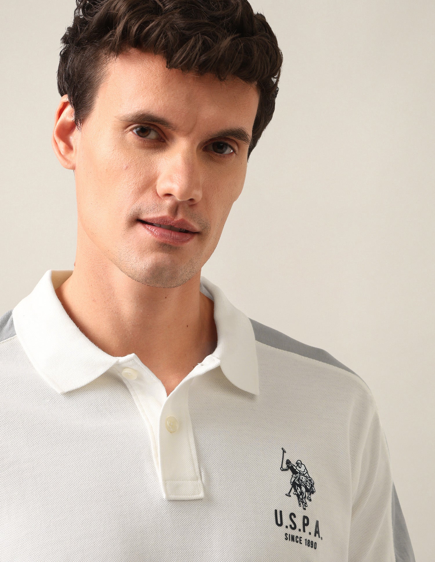 Solid Slim Fit Polo Shirt Ivory - U.S. Polo Assn. India | Large
