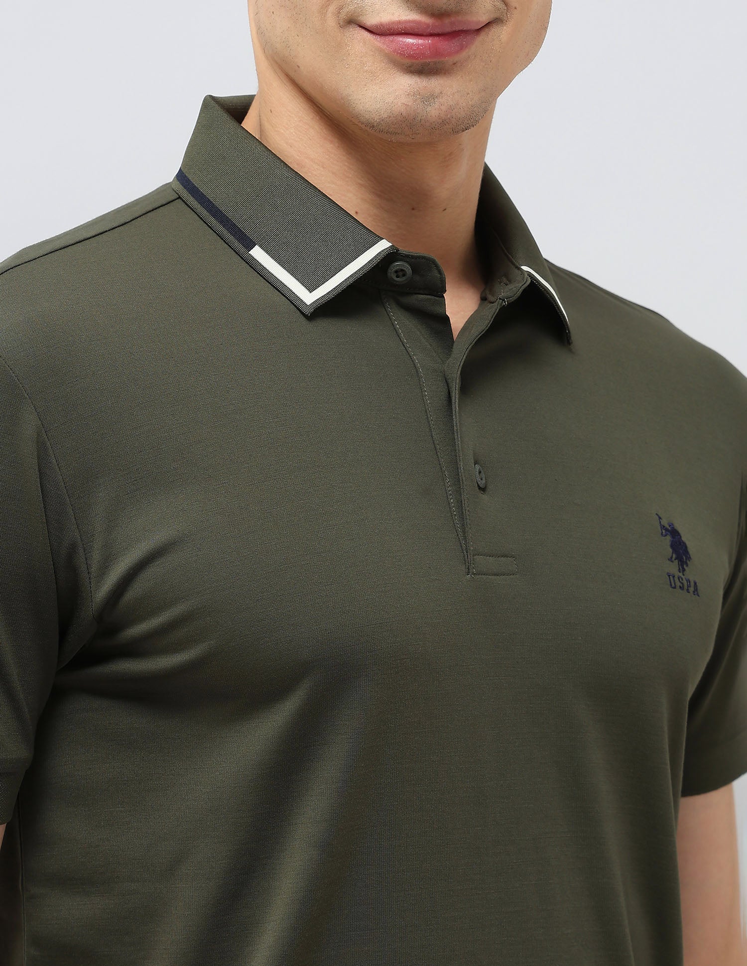 Solid Regular Fit Polo Shirt Olive - U.S. POLO ASSN. | Large