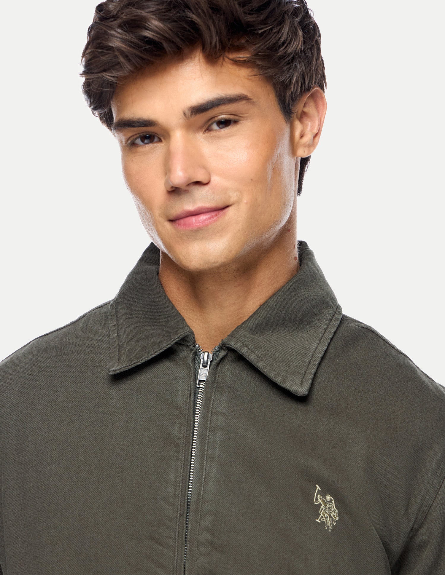 Solid Regular Fit Jacket Olive - U.S. Polo Assn. India | Large