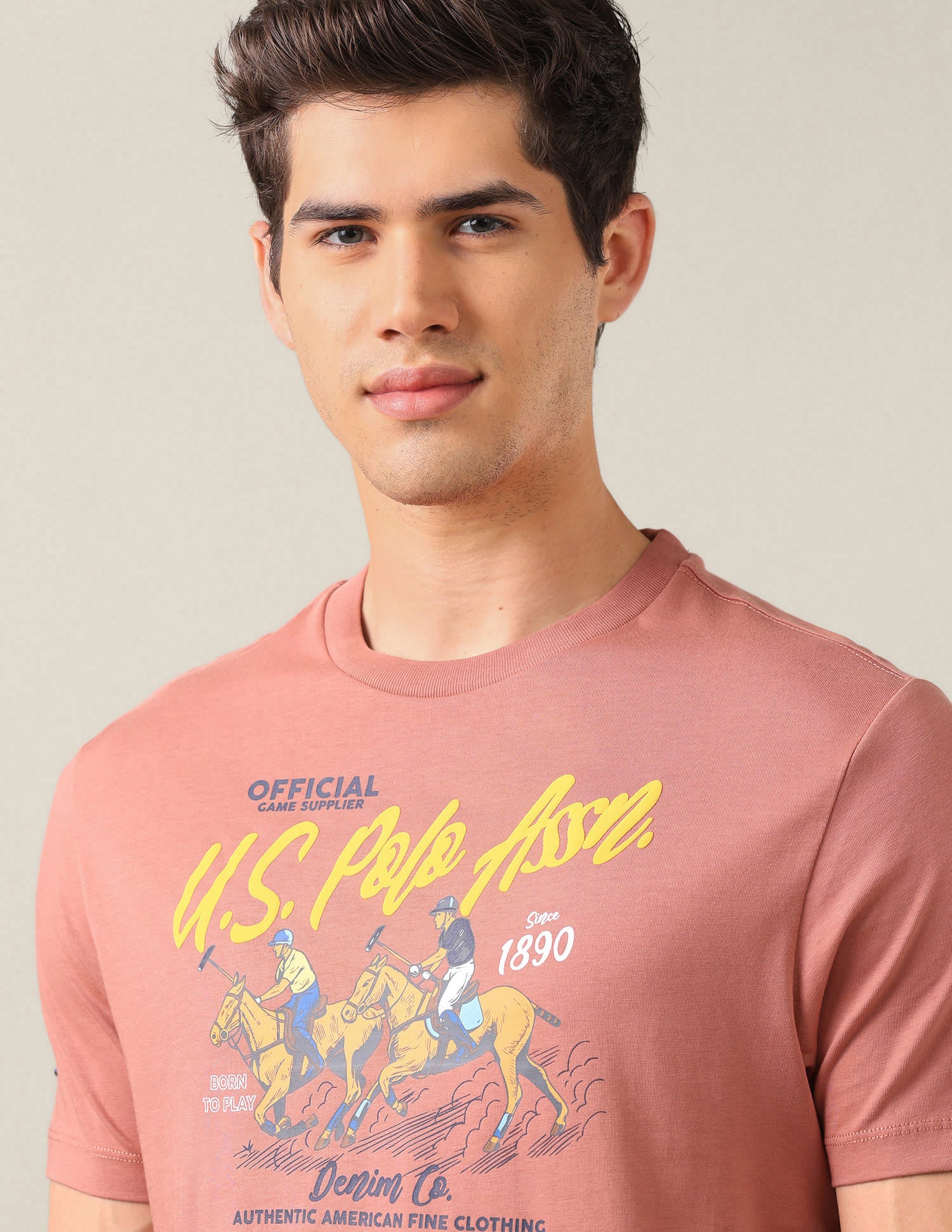 Graphic Brand Printed Slim Fit T-Shirt Orange - U.S. Polo Assn. India | Large