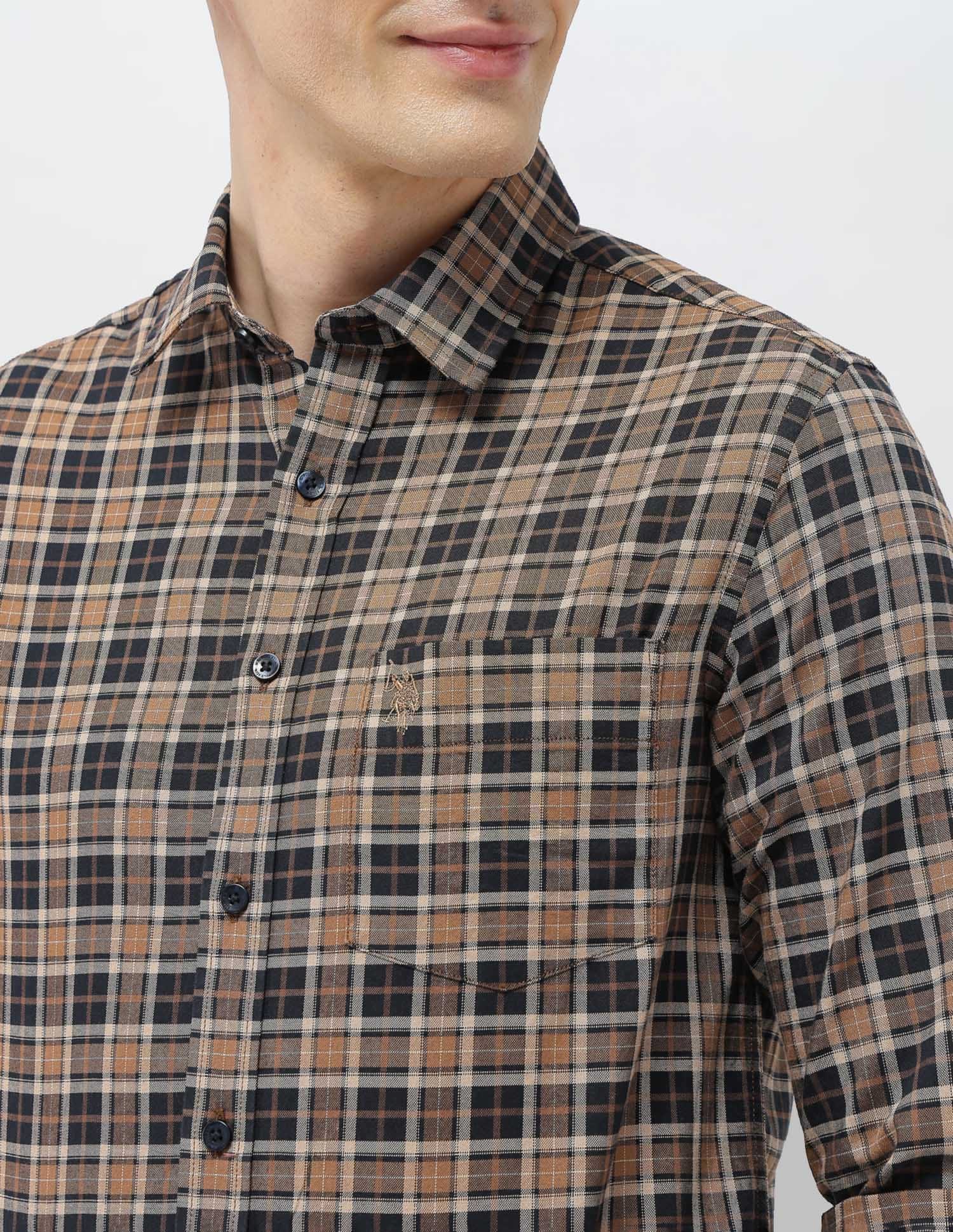 Plaid Checked Sotogrande Shirt Brown - U.S. Polo Assn. India | Large