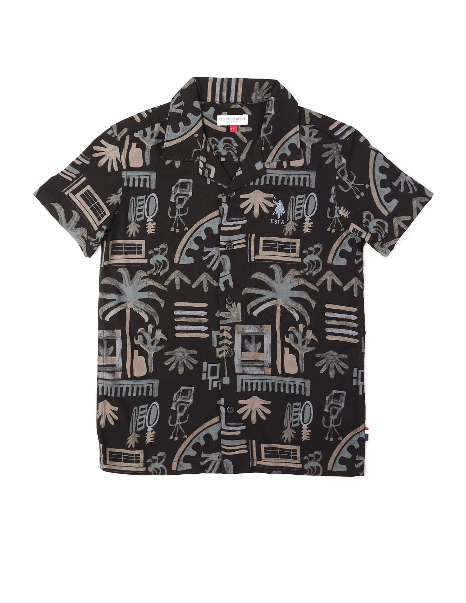 Boys Twill All Over Printed Shirt Black - U.S. POLO ASSN. | Large
