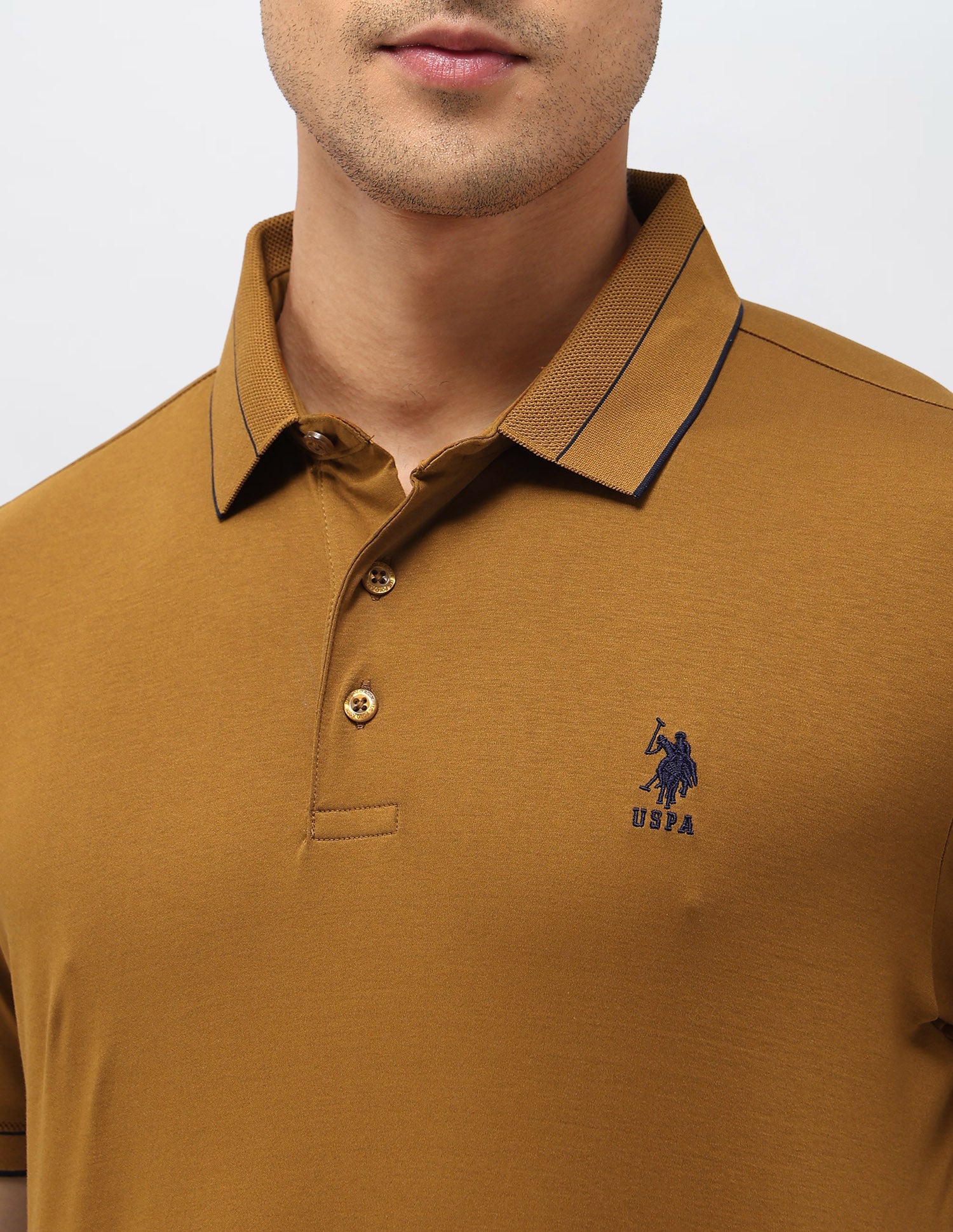 Solid Regular Fit Polo Shirt Mustard - U.S. POLO ASSN. | Large