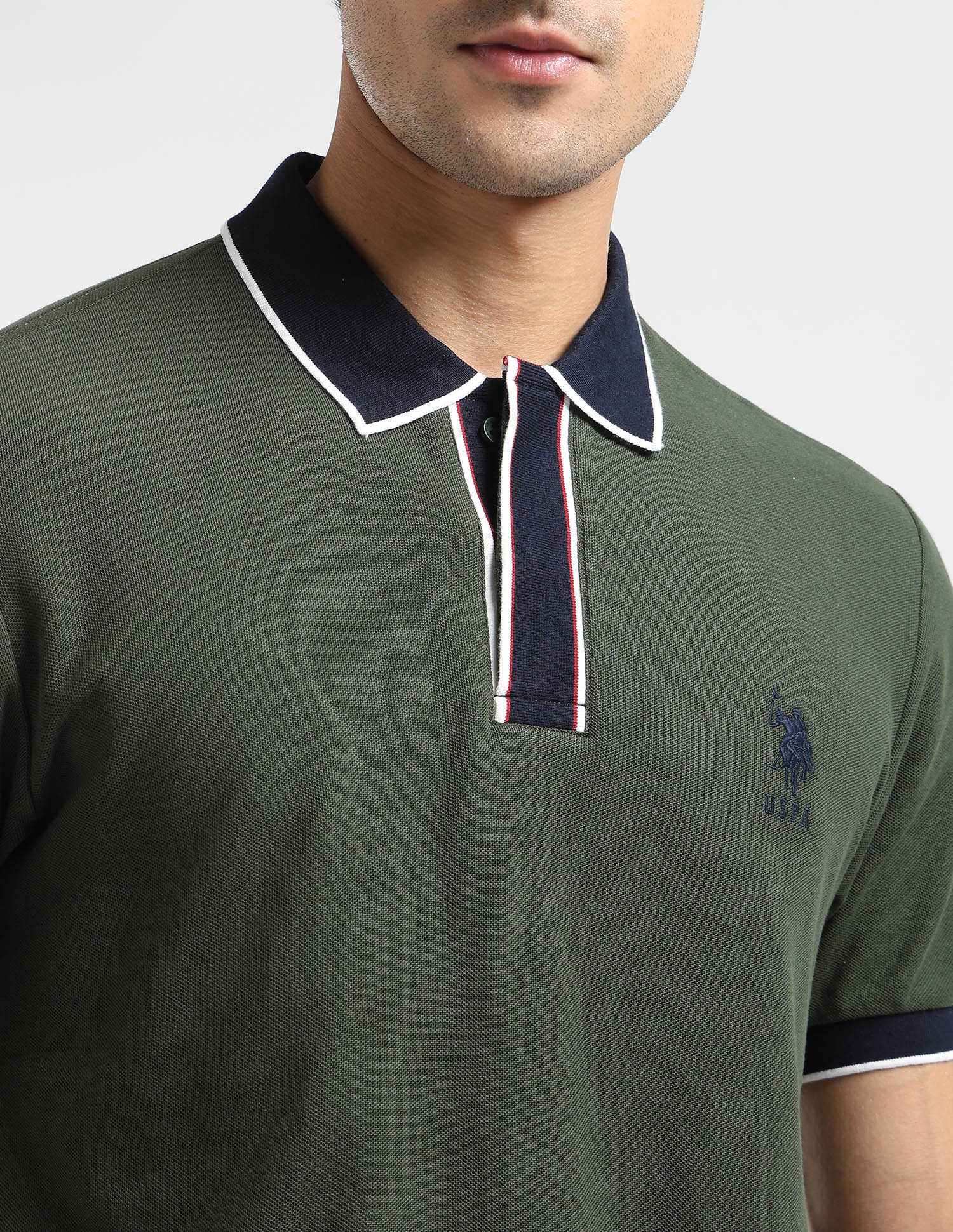 Pure Cotton Slim Fit Polo Shirt Dark Green - U.S. POLO ASSN. | Large