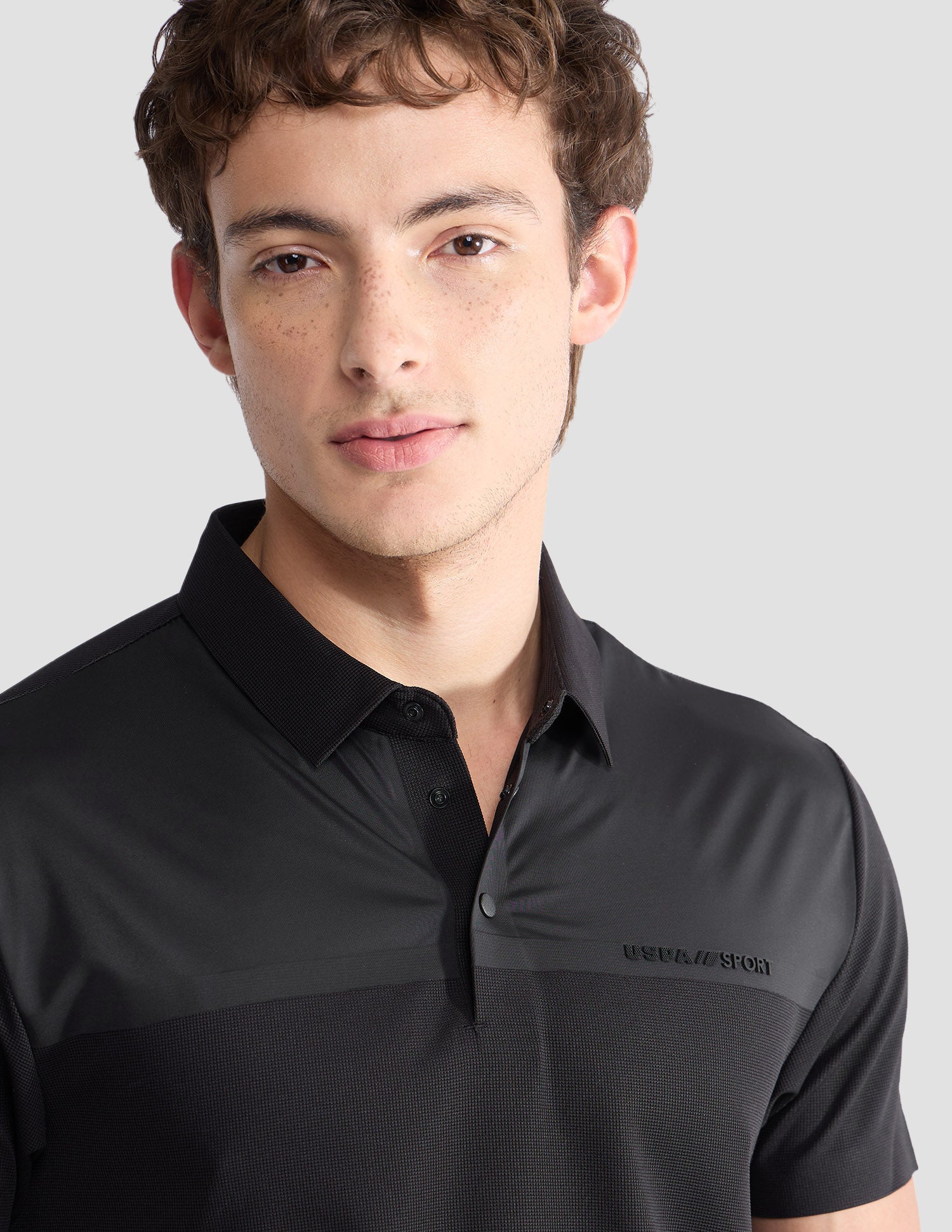 Textured Slim Fit Active Polo Shirt Black - U.S. Polo Assn. India | Large