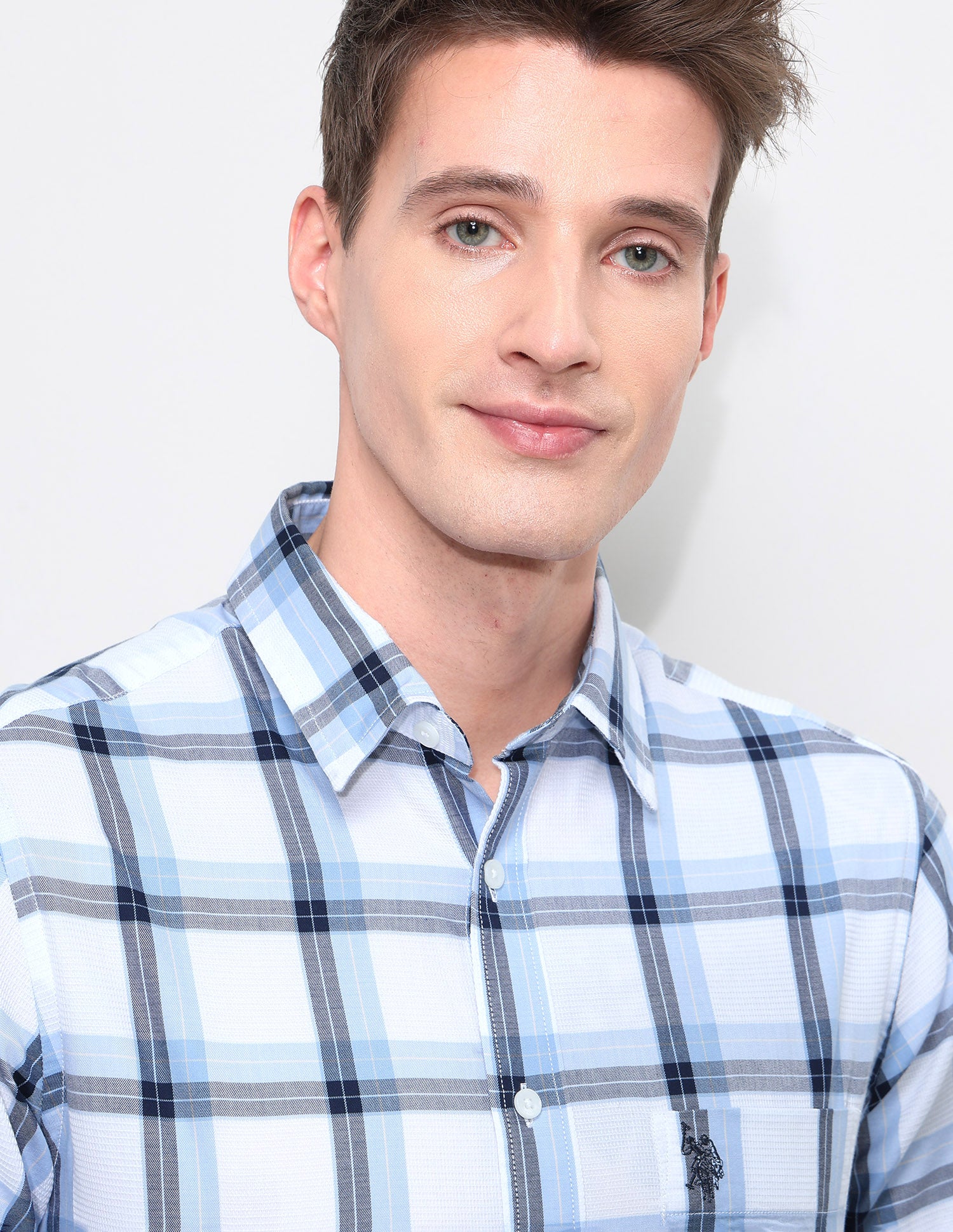 White Harbour Tartan Checked Shirt Blue - U.S. Polo Assn. India | Large