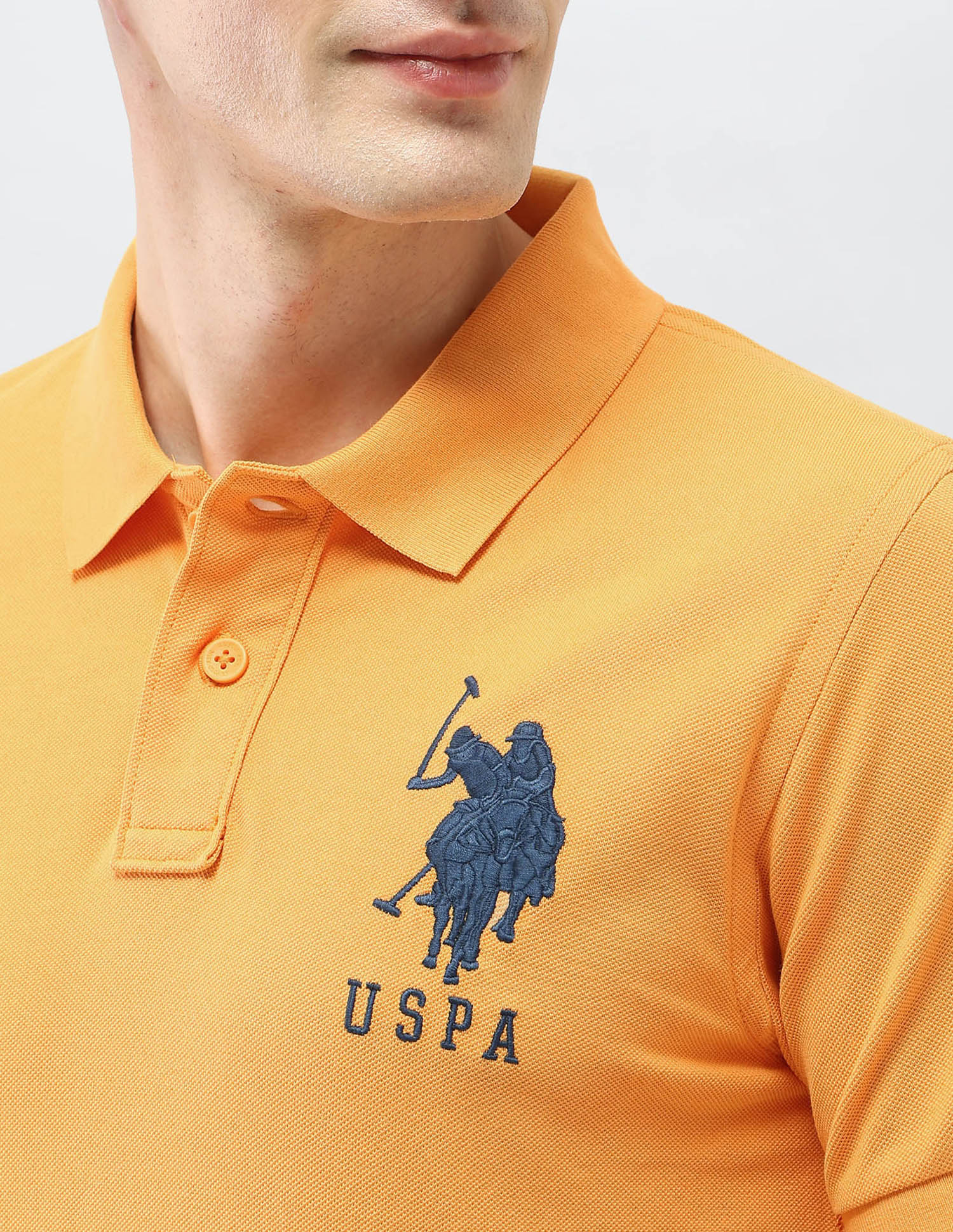Solid Slim Fit Polo Shirt Mustard - U.S. Polo Assn. India | Large
