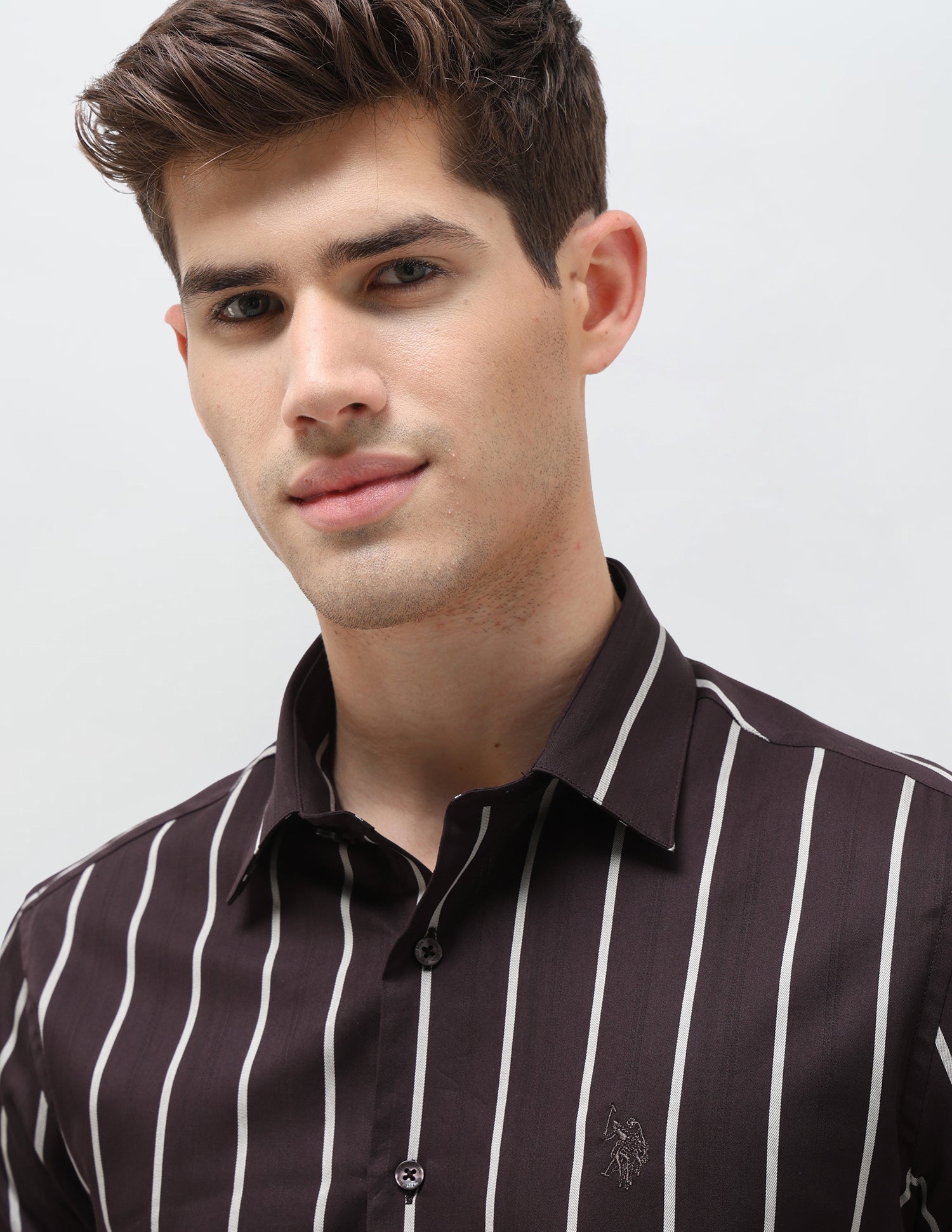 Satin Vertical Striped Shirt Burgundy - U.S. Polo Assn. India | Large