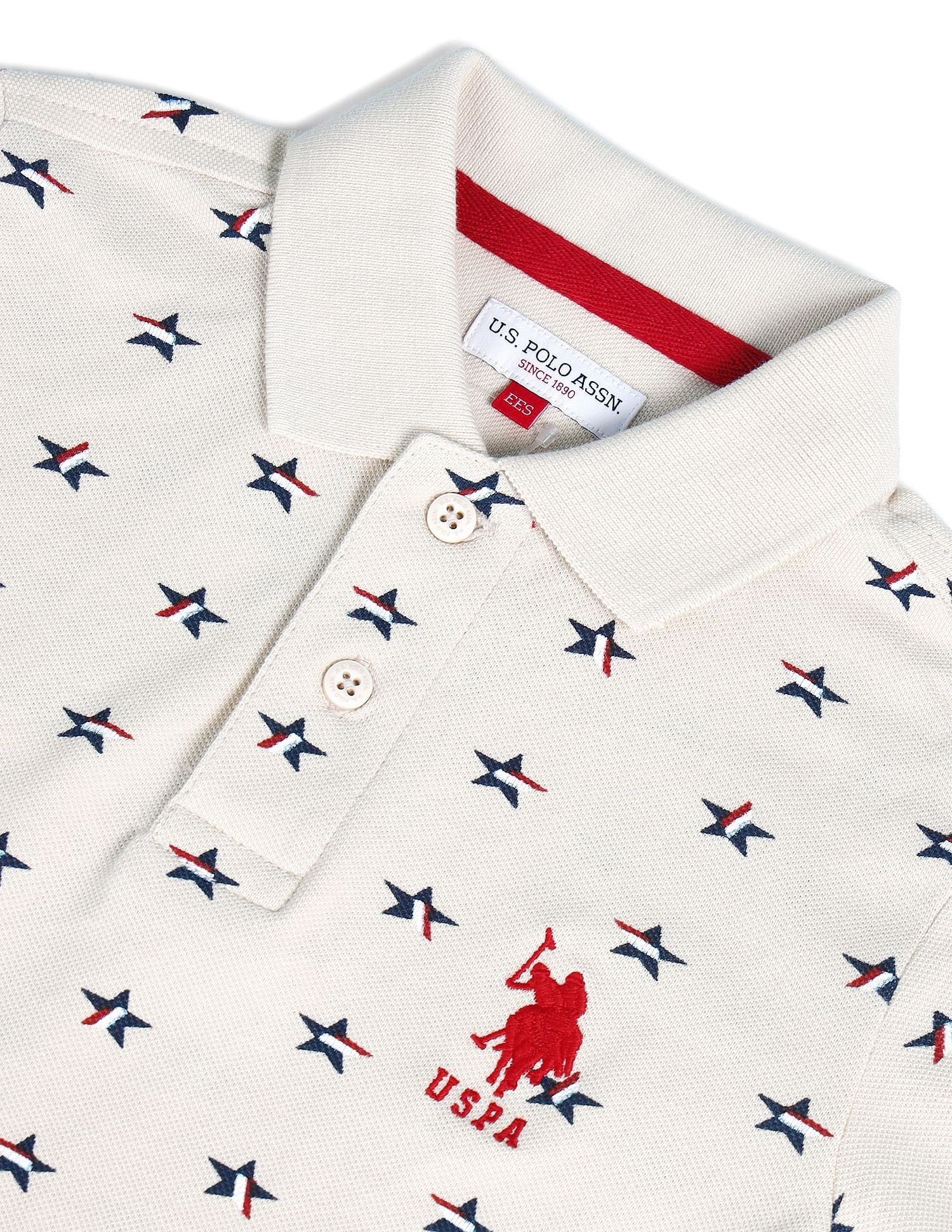 Boys Geometric Polo Shirt Ecru - U.S. POLO ASSN. | Large
