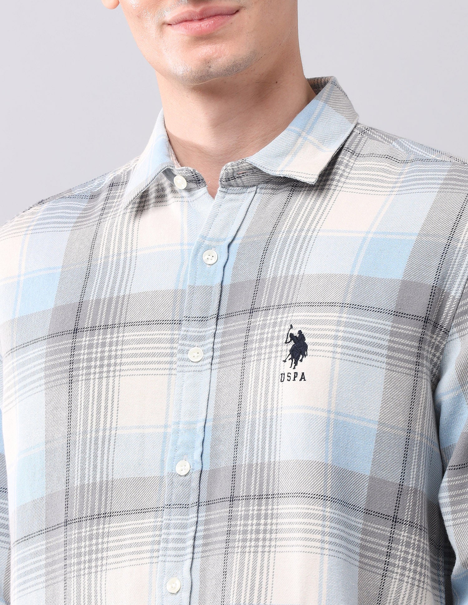 Regular Fit Checked Shirt Blue - U.S. POLO ASSN. | Large
