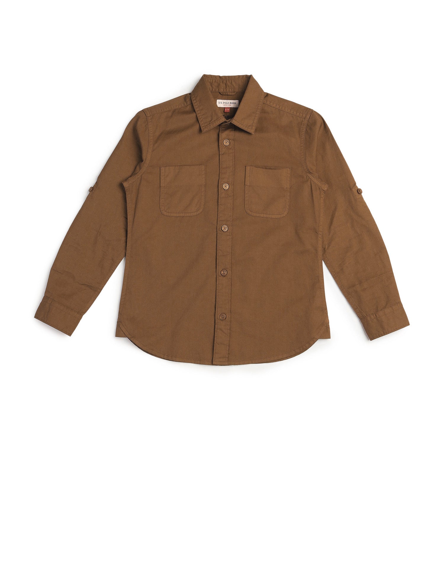 Boys Solid Regular Fit Shirt Brown - U.S. Polo Assn. India | Large