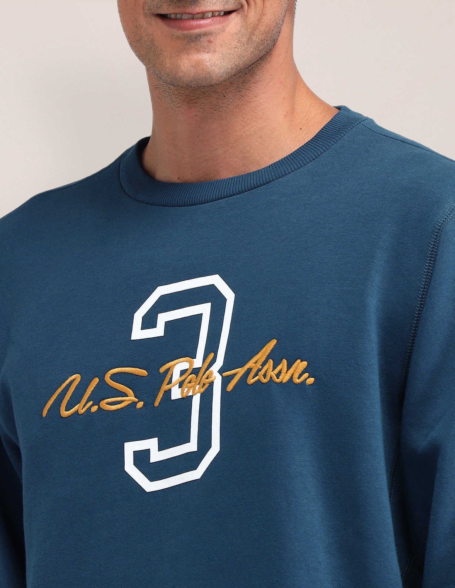 Graphic Printed Regular Fit Sweatshirt Teal - U.S. Polo Assn. India | Large
