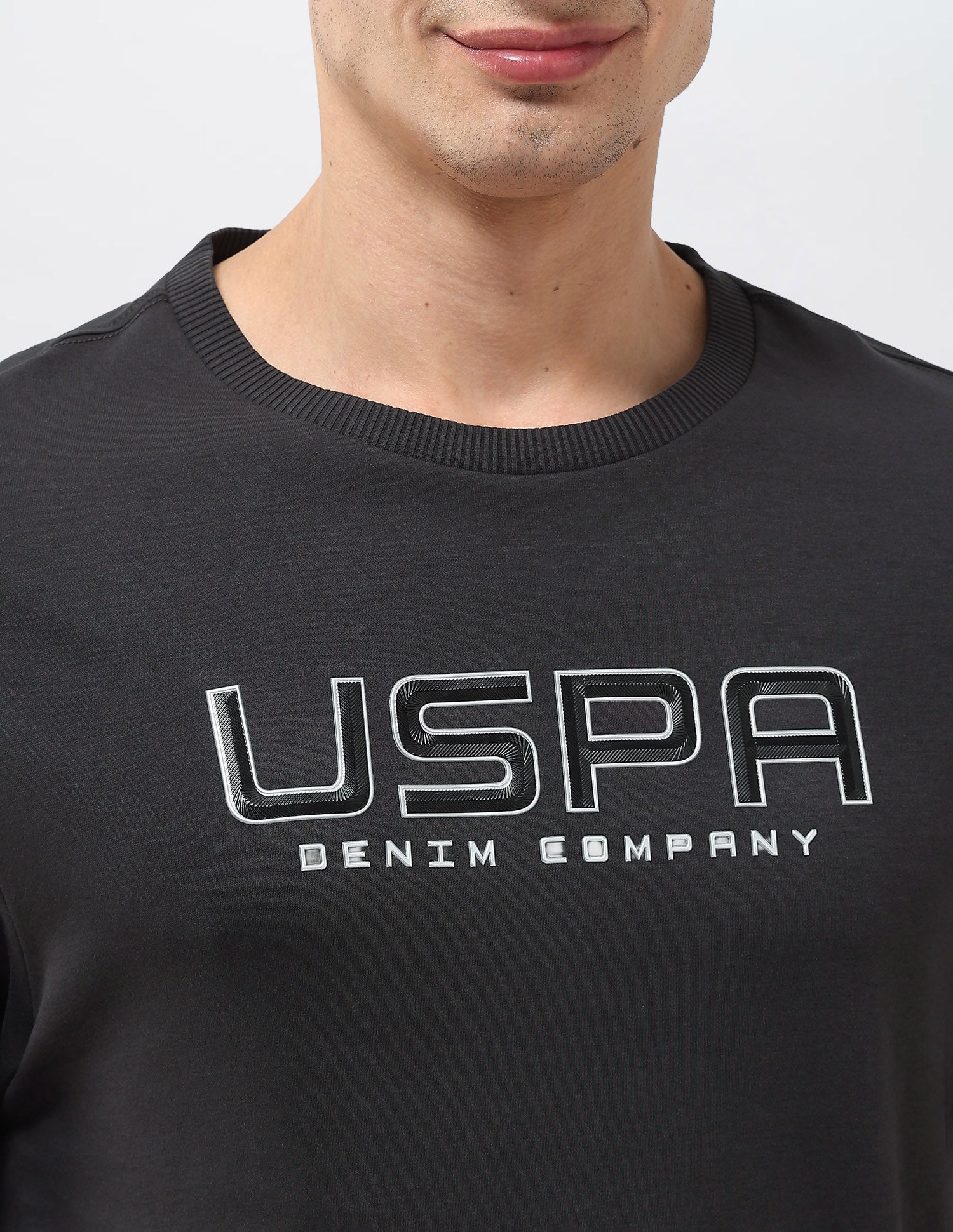 Monochrome Brand Embossed T-Shirt Dark Grey - U.S. POLO ASSN. | Large