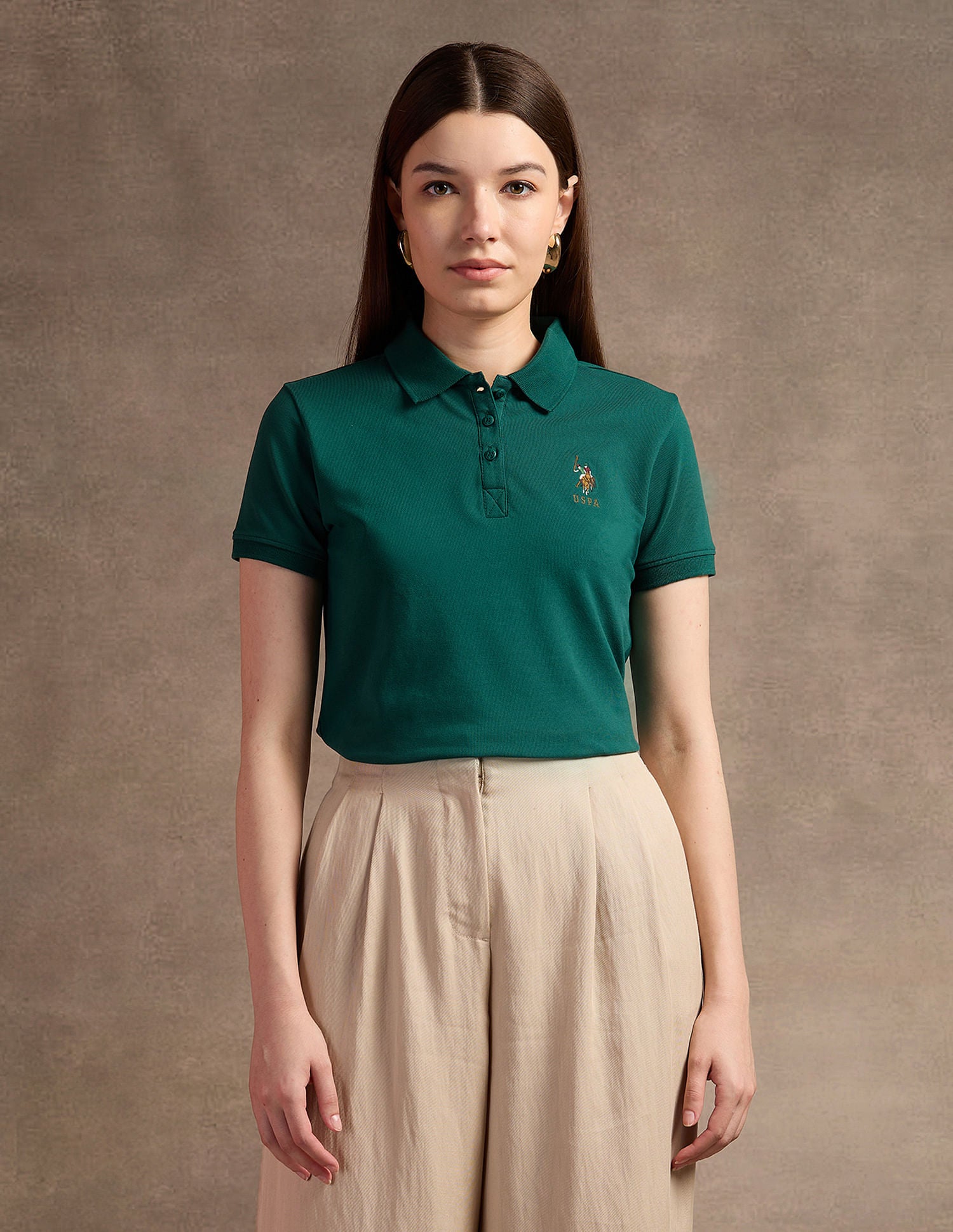 Embroidered Logo Solid Polo Shirt Dark Green - U.S. POLO ASSN. | Large